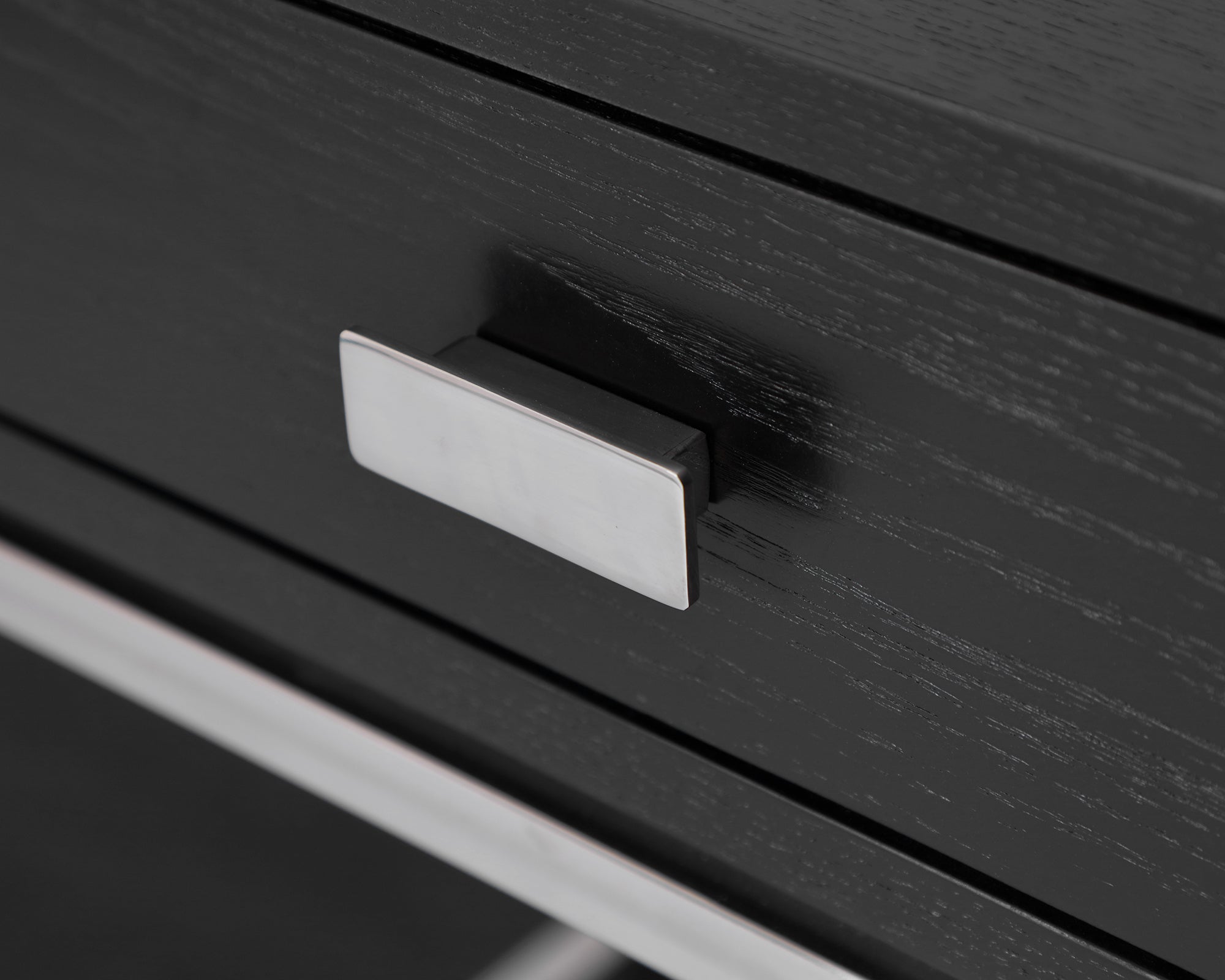 Levi Bedside Table  -  Black Ash Veneer/Stainless Steel