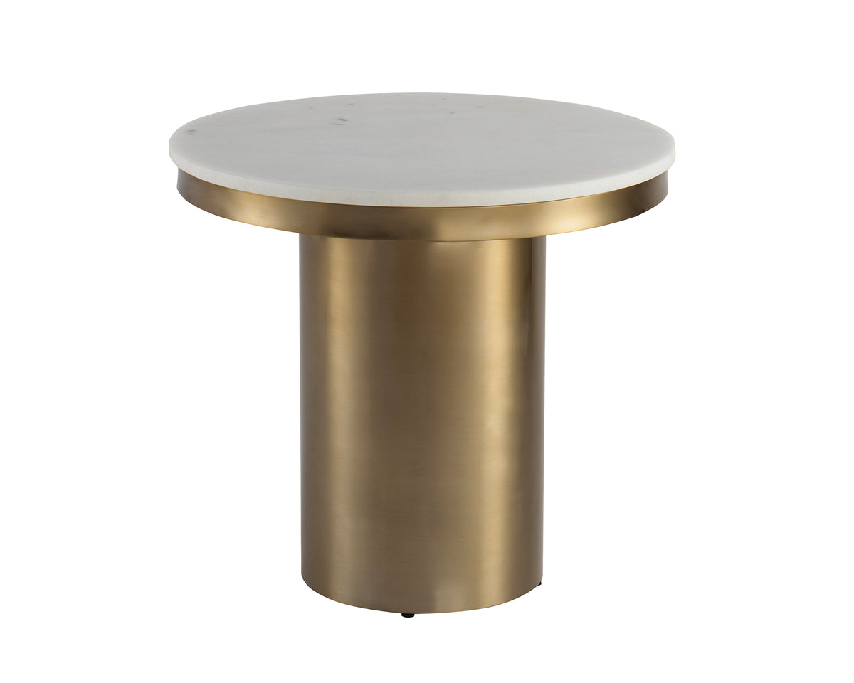 Camden Side Table  - White Marble/Brushed Brass