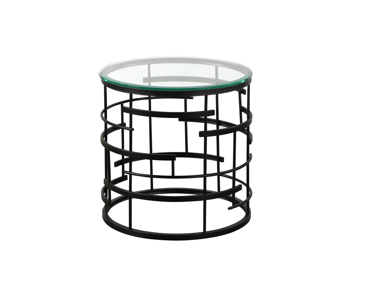 Viena Side Table  - Clear Glass/Black