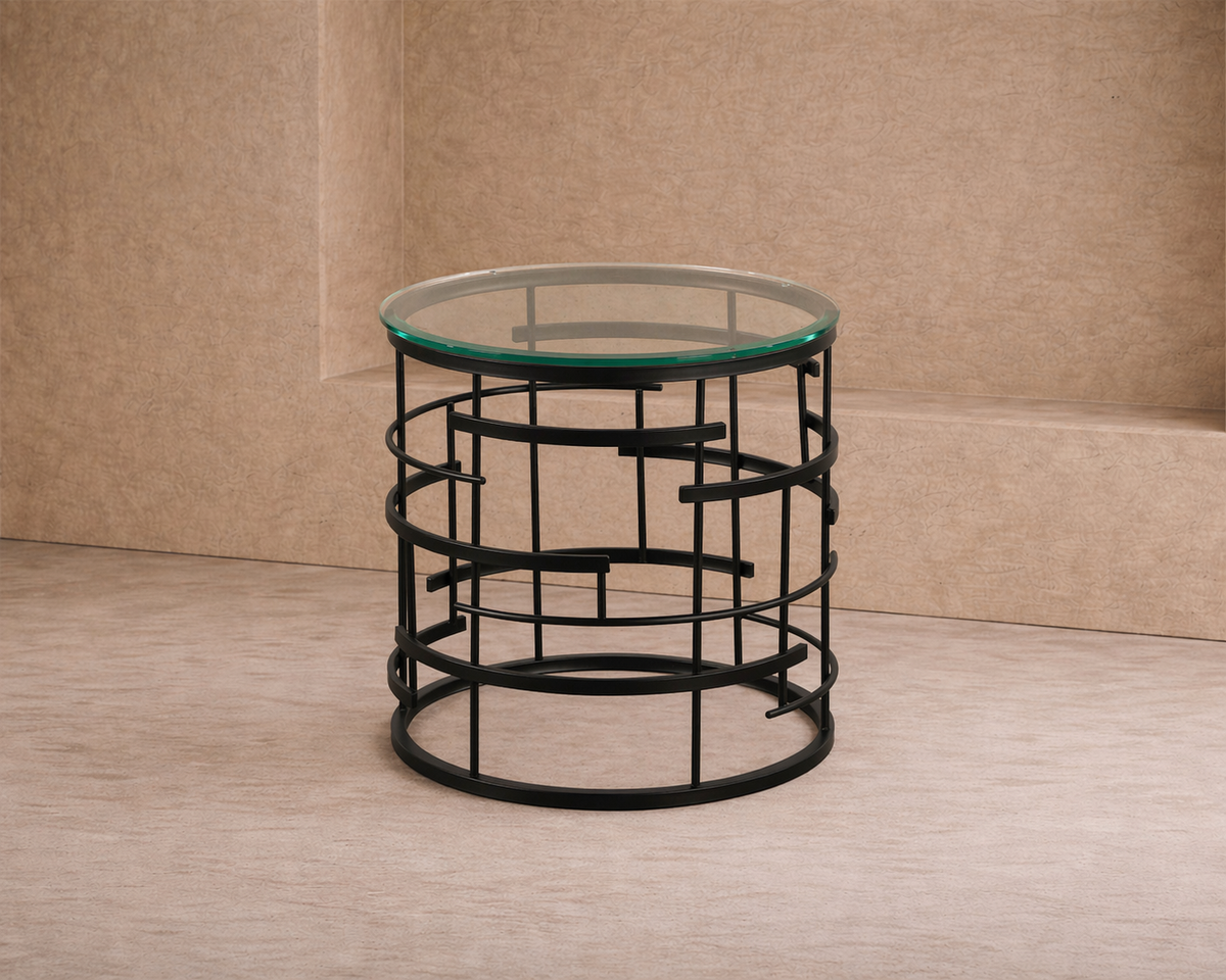 Viena Side Table - Clear Glass/Black