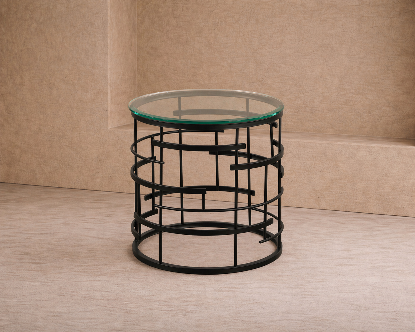 Viena Side Table - Clear Glass/Black