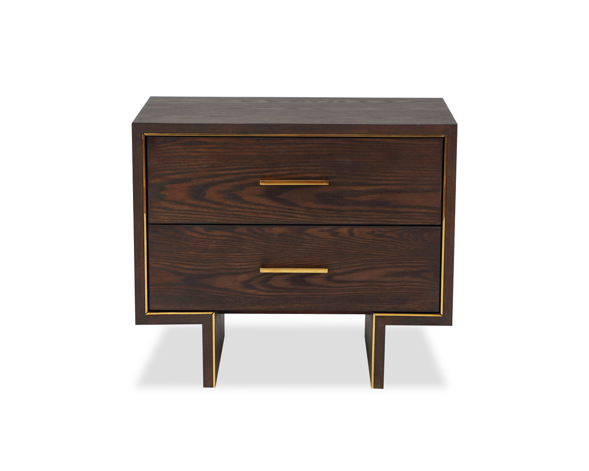 Tigur Bedside Table  -  Dark Brown/Polished Brass