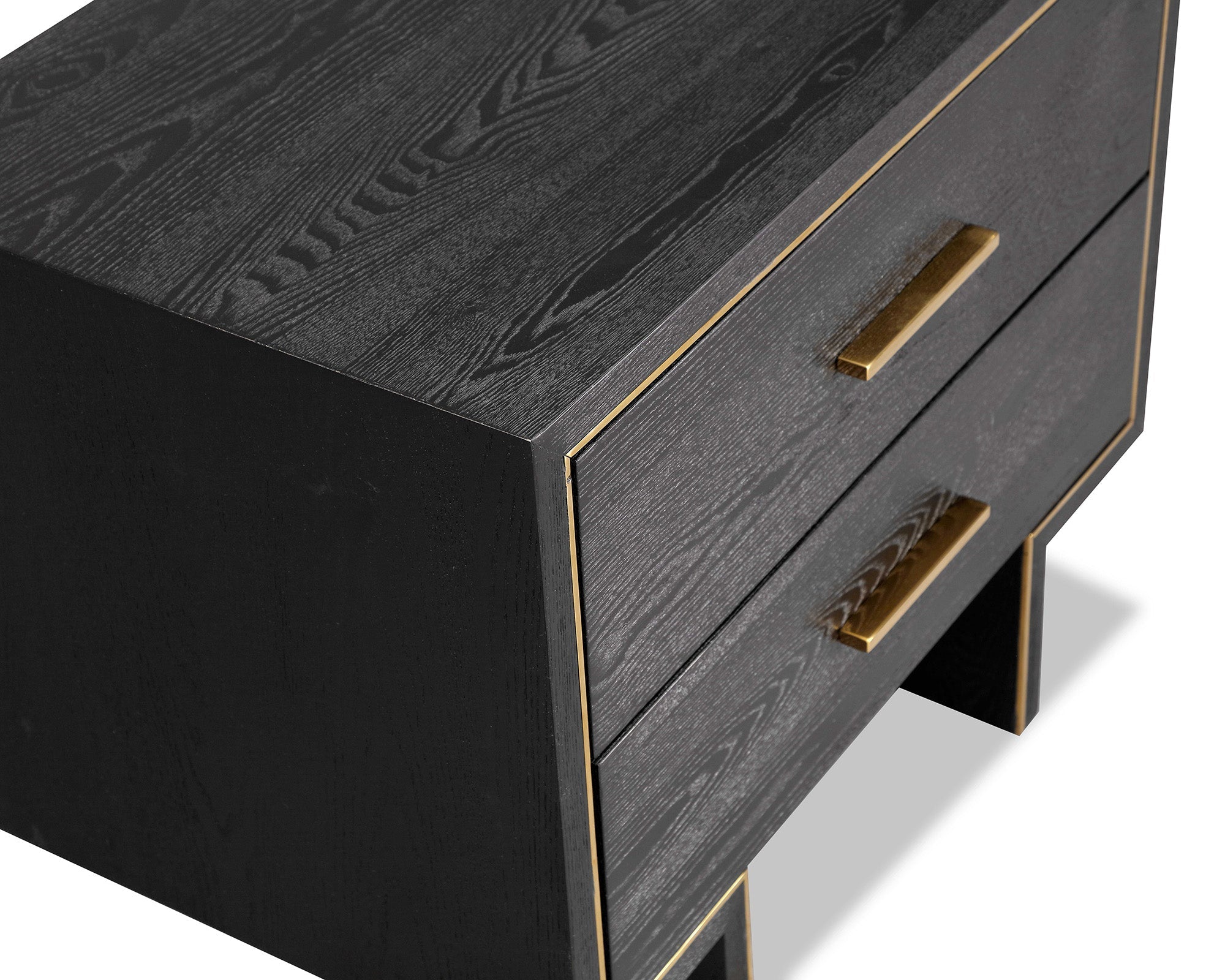 Tigur Bedside Table  -  Black Ash Veneer/Polished Brass