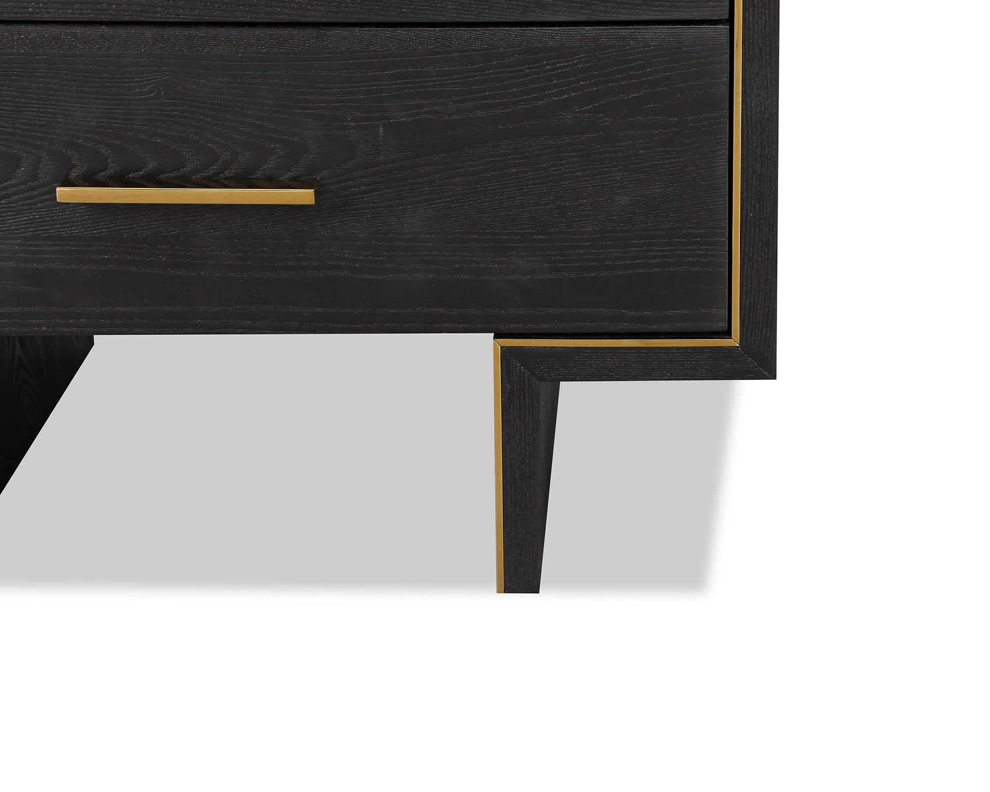 Tigur Bedside Table  -  Black Ash Veneer/Polished Brass