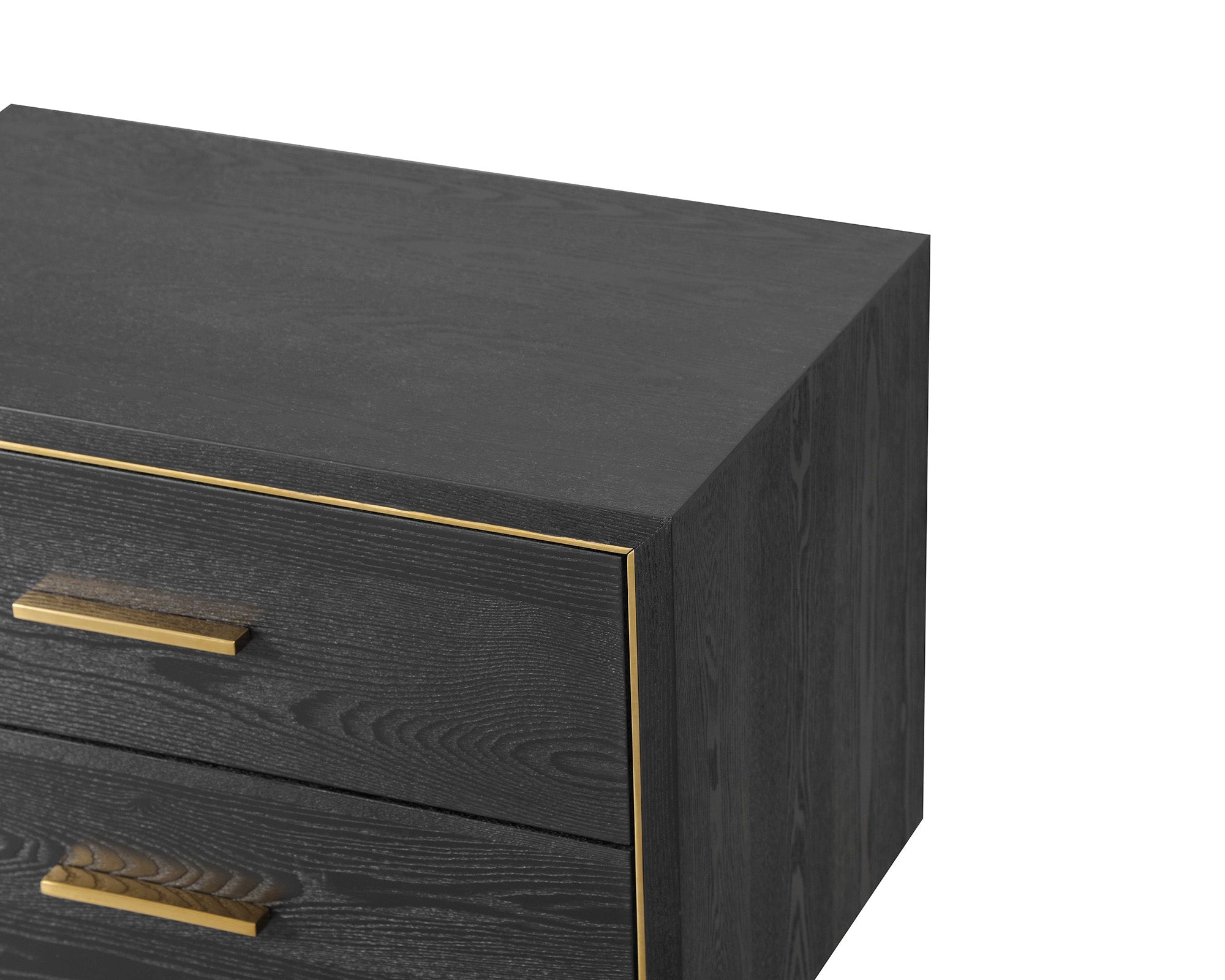 Tigur Bedside Table  -  Black Ash Veneer/Polished Brass