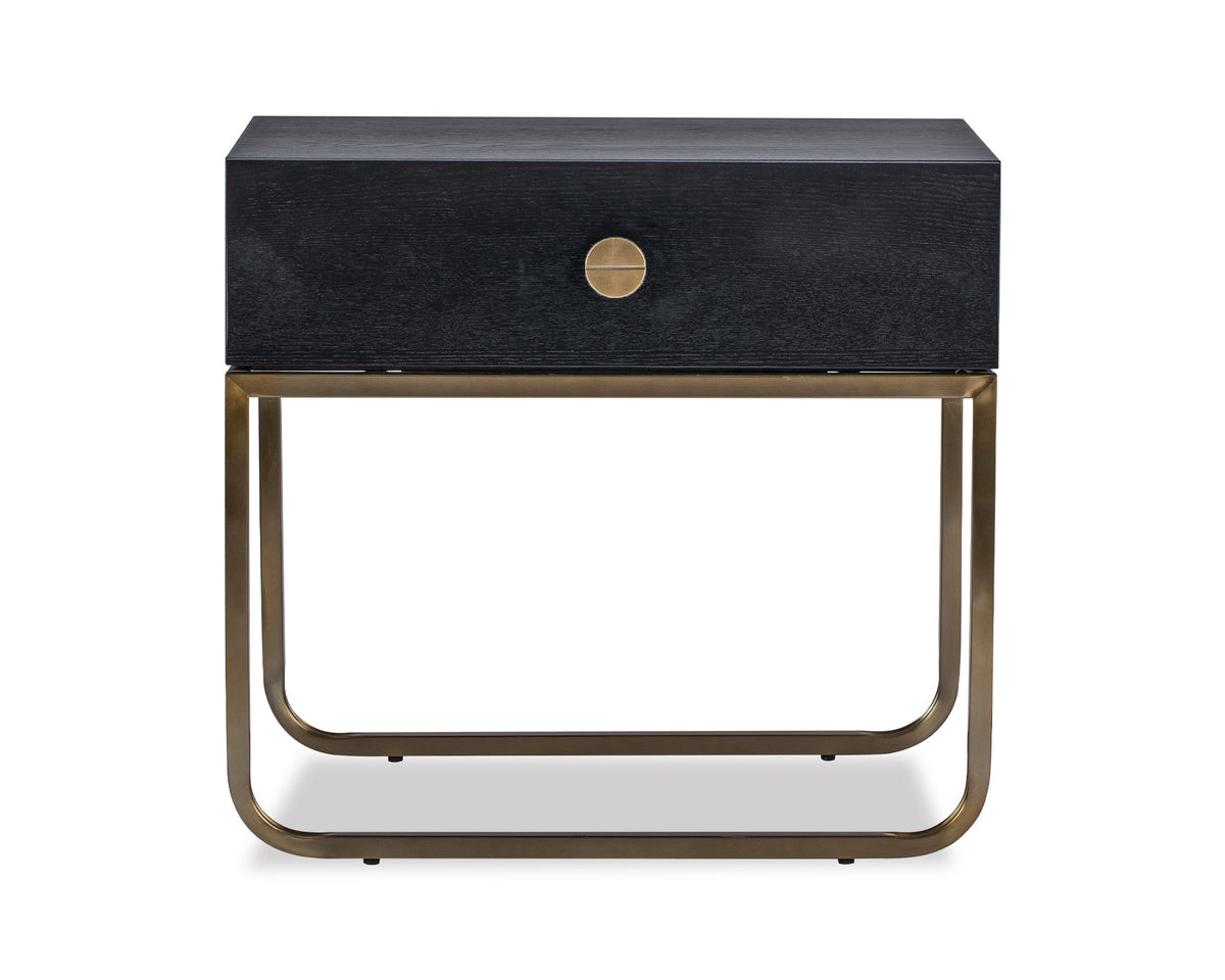 Rhapsody Bedside Table  - Black Ash/Brushed Brass