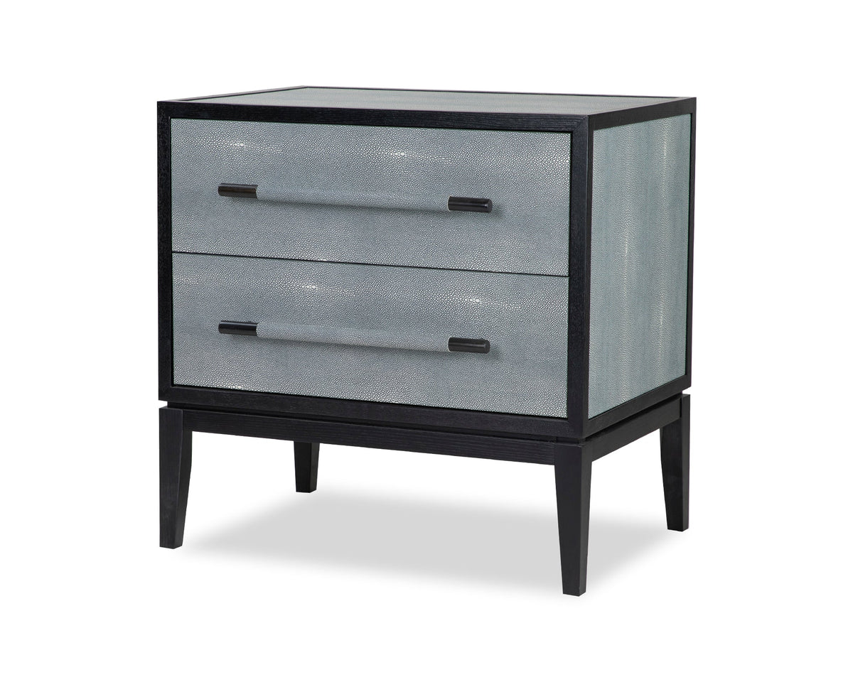 Bologna Bedside Table  - Grey Leather Look/Black Ash