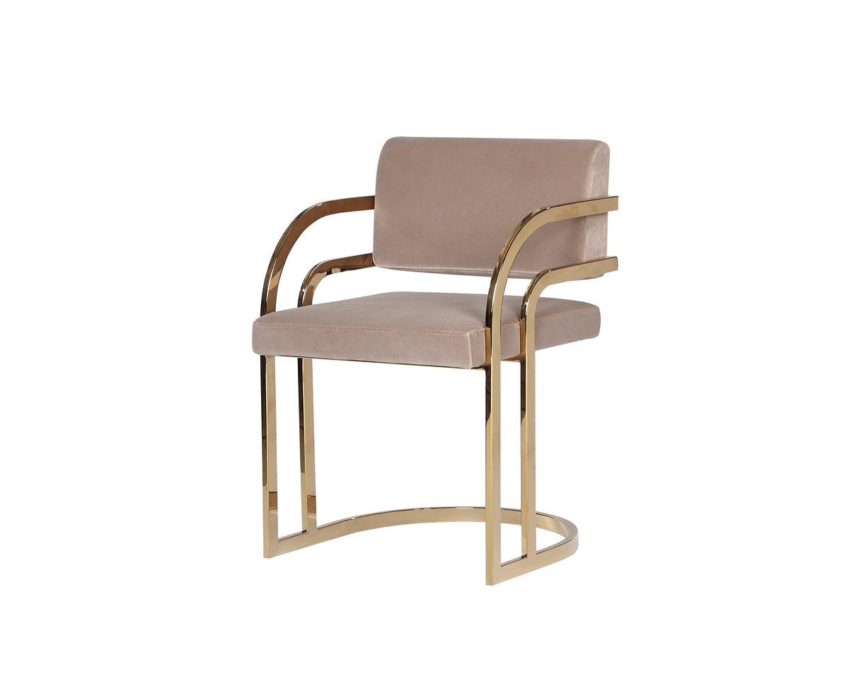 Dylan Dining Chair - Gainsborough Mink, Polished Brass