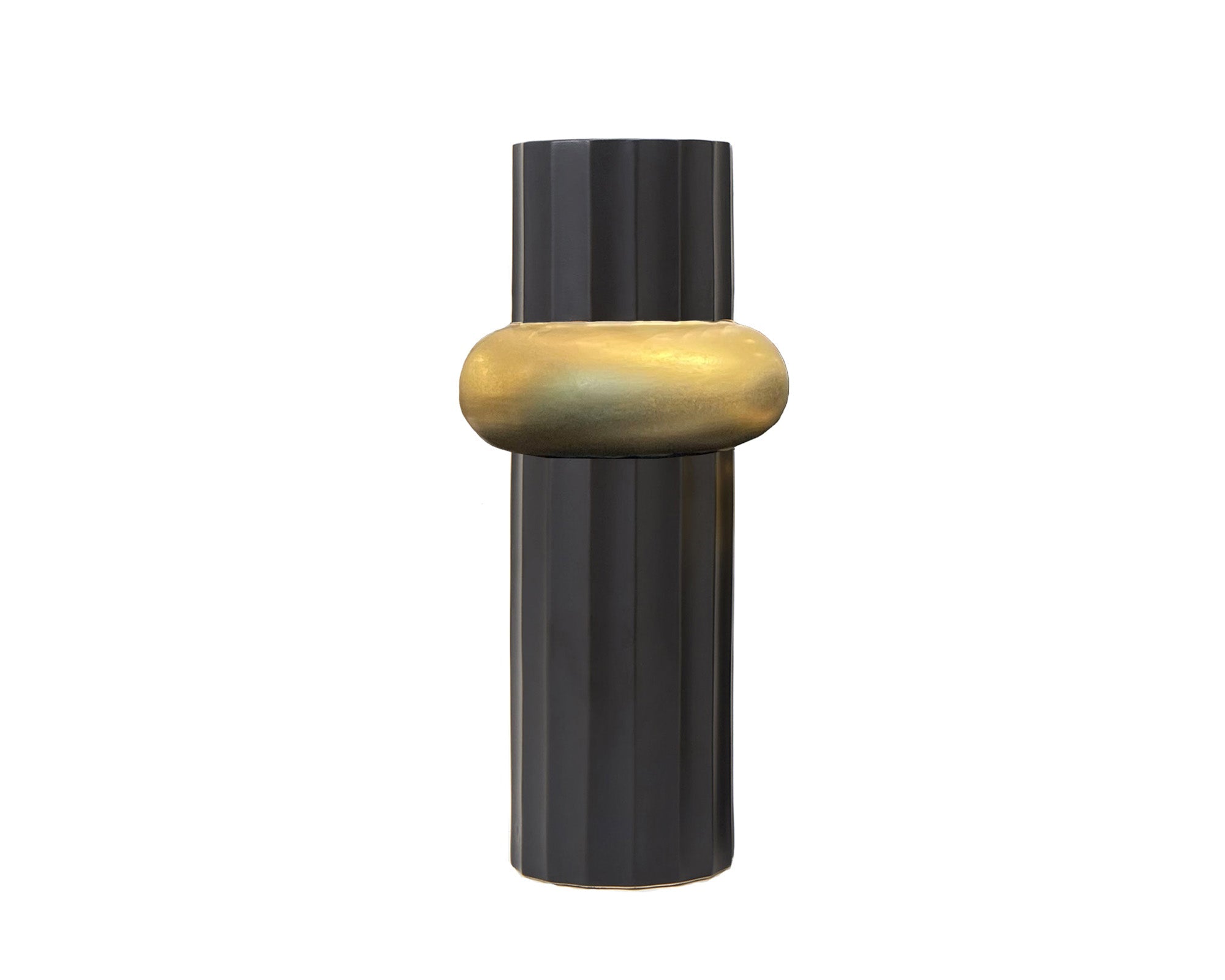 Richmond Vase I (Large) - Black & Matt Gold Ceramic