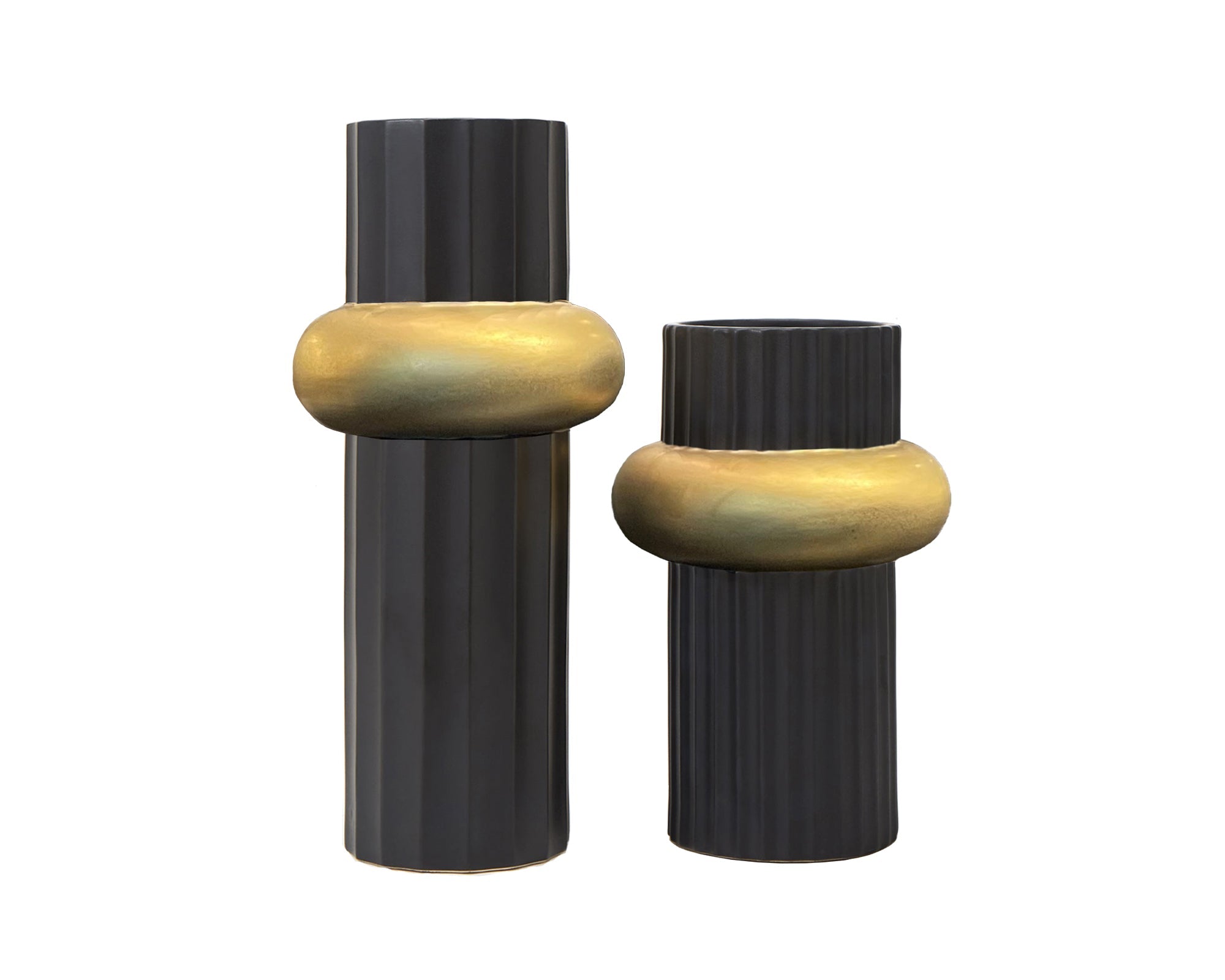 Richmond Vase I (Large) - Black & Matt Gold Ceramic