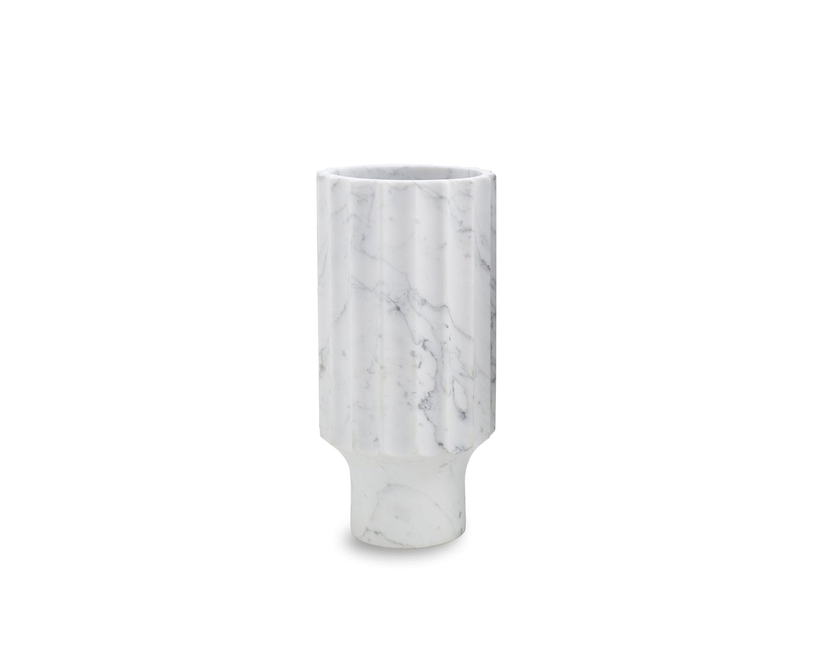 Marmo Fluted Vase II  - Natural White
