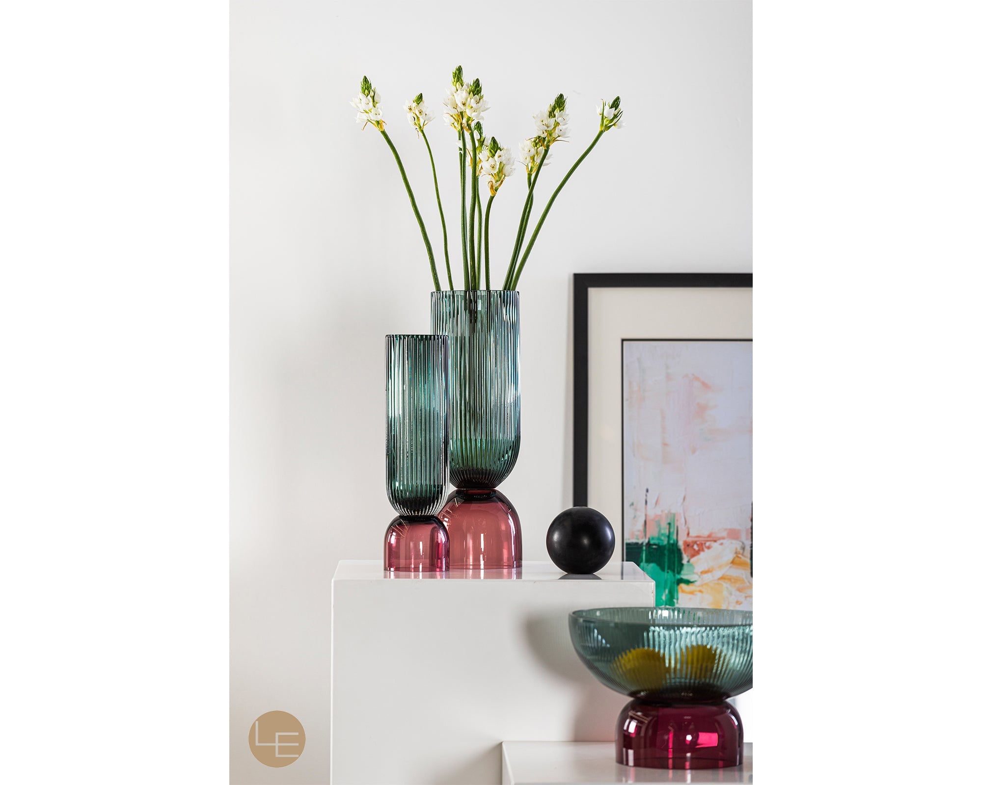 Pokal Vase  - Green and Pink Glass
