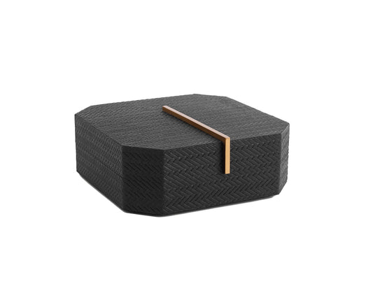 Zara Box  - Embossed Leather and Brushed Brass