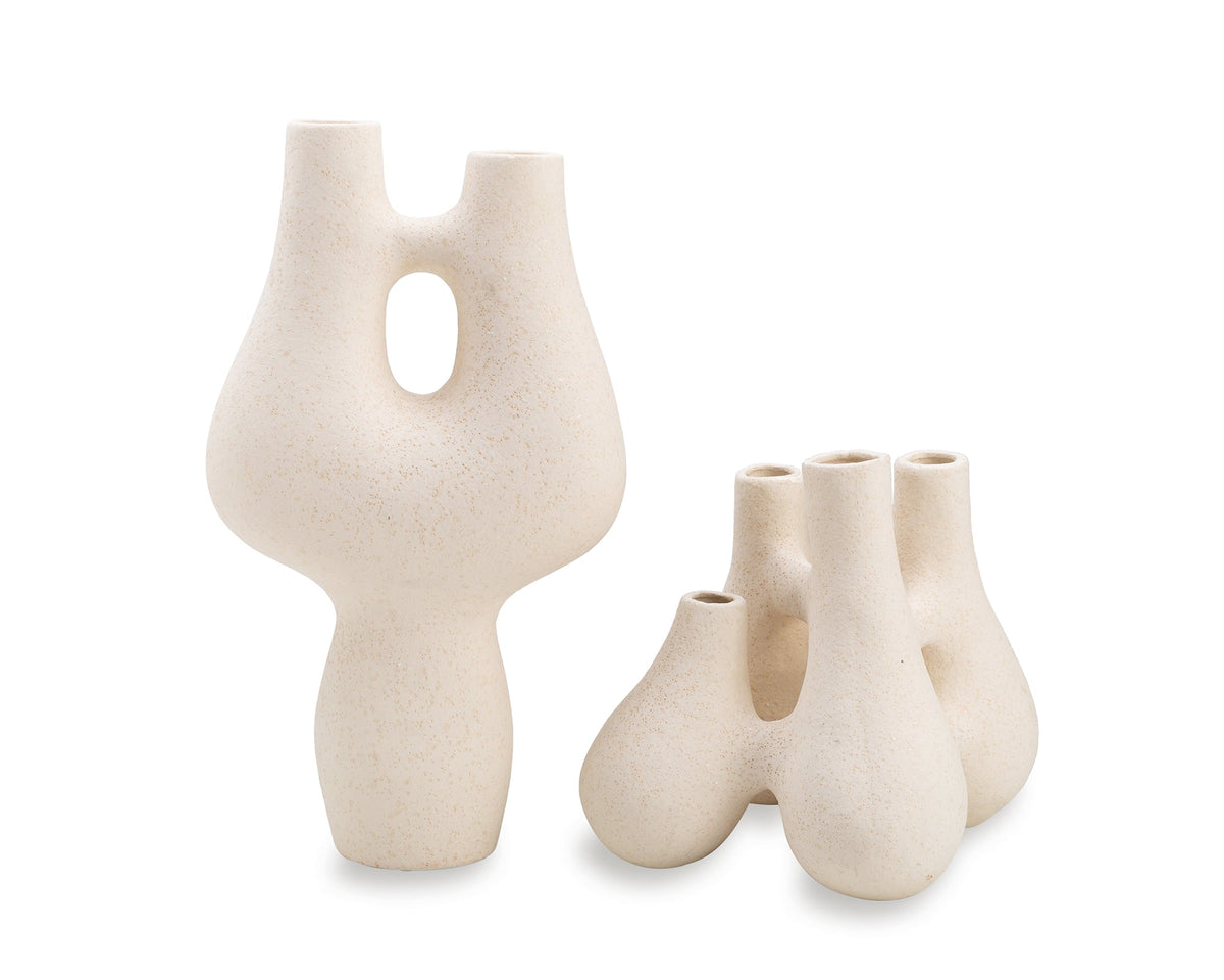 Holton Vase (set of 2) - White Ceramic