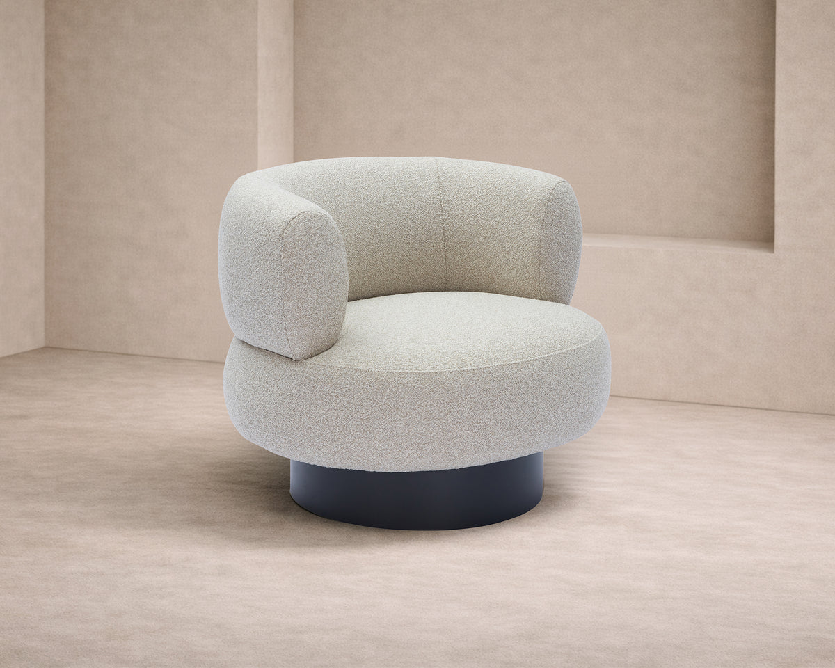 Redeo Swivel Occasional Chair - Capella Sand | Matt Black Metal