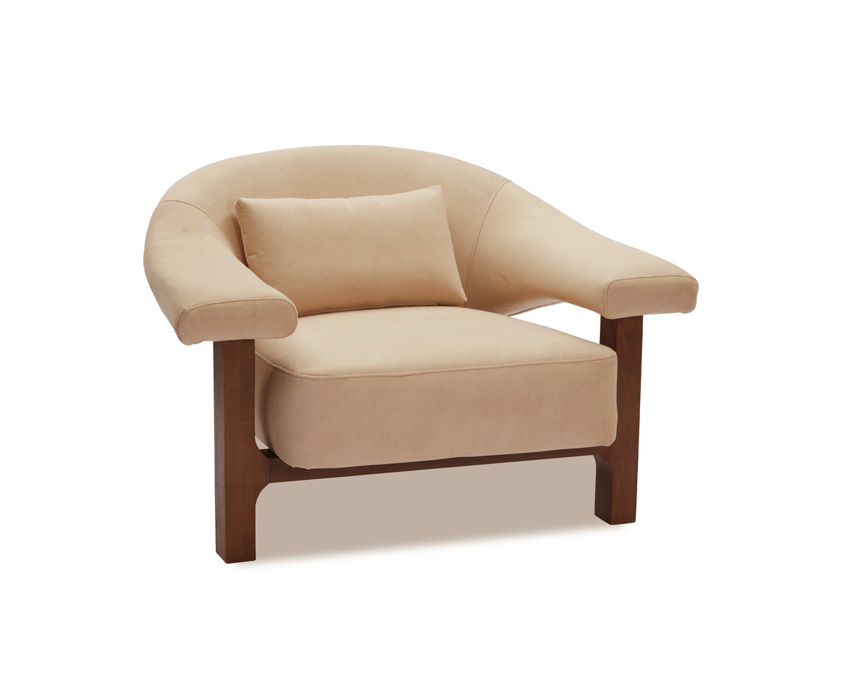 Riviera Occasional Chair - Hopper Desert | Dark Brown Solid Wood