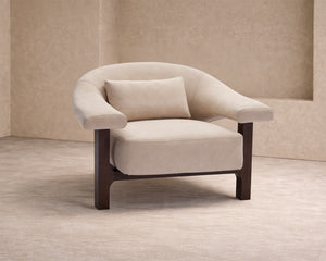 Riviera Occasional Chair - Hopper Desert | Dark Brown Solid Wood