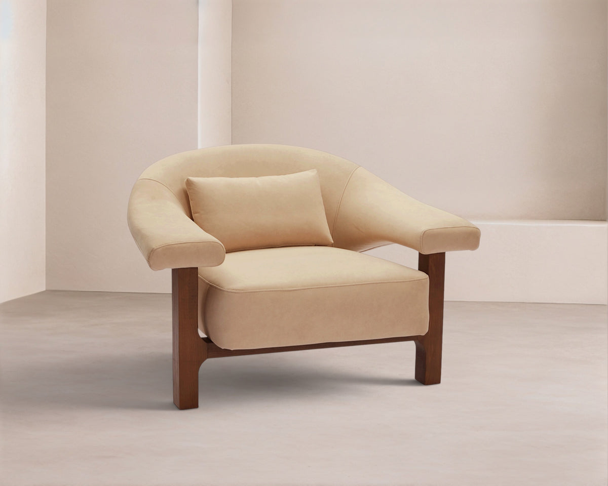 Riviera Occasional Chair - Hopper Desert | Dark Brown Solid Wood