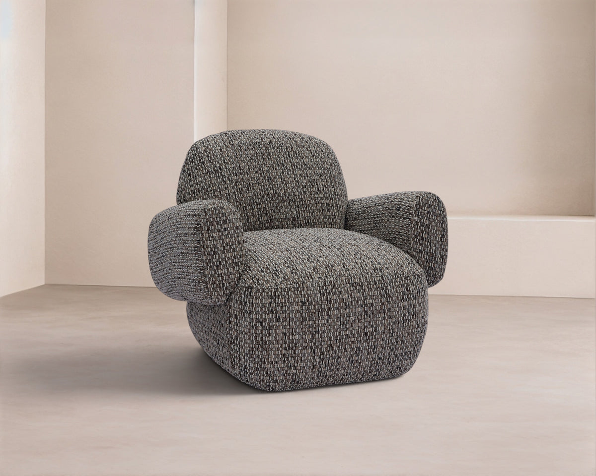 Bolton Swivel Occasional Chair - Tetru Terra | Matt Black Metal