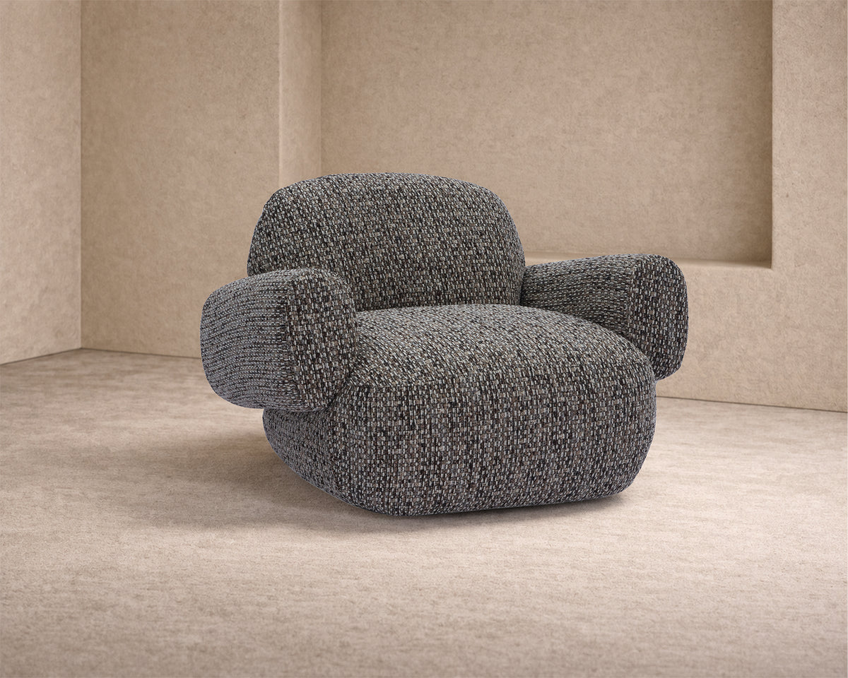 Bolton Swivel Occasional Chair - Tetru Terra | Matt Black Metal