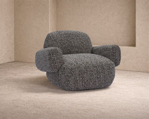Bolton Swivel Occasional Chair - Tetru Terra | Matt Black Metal