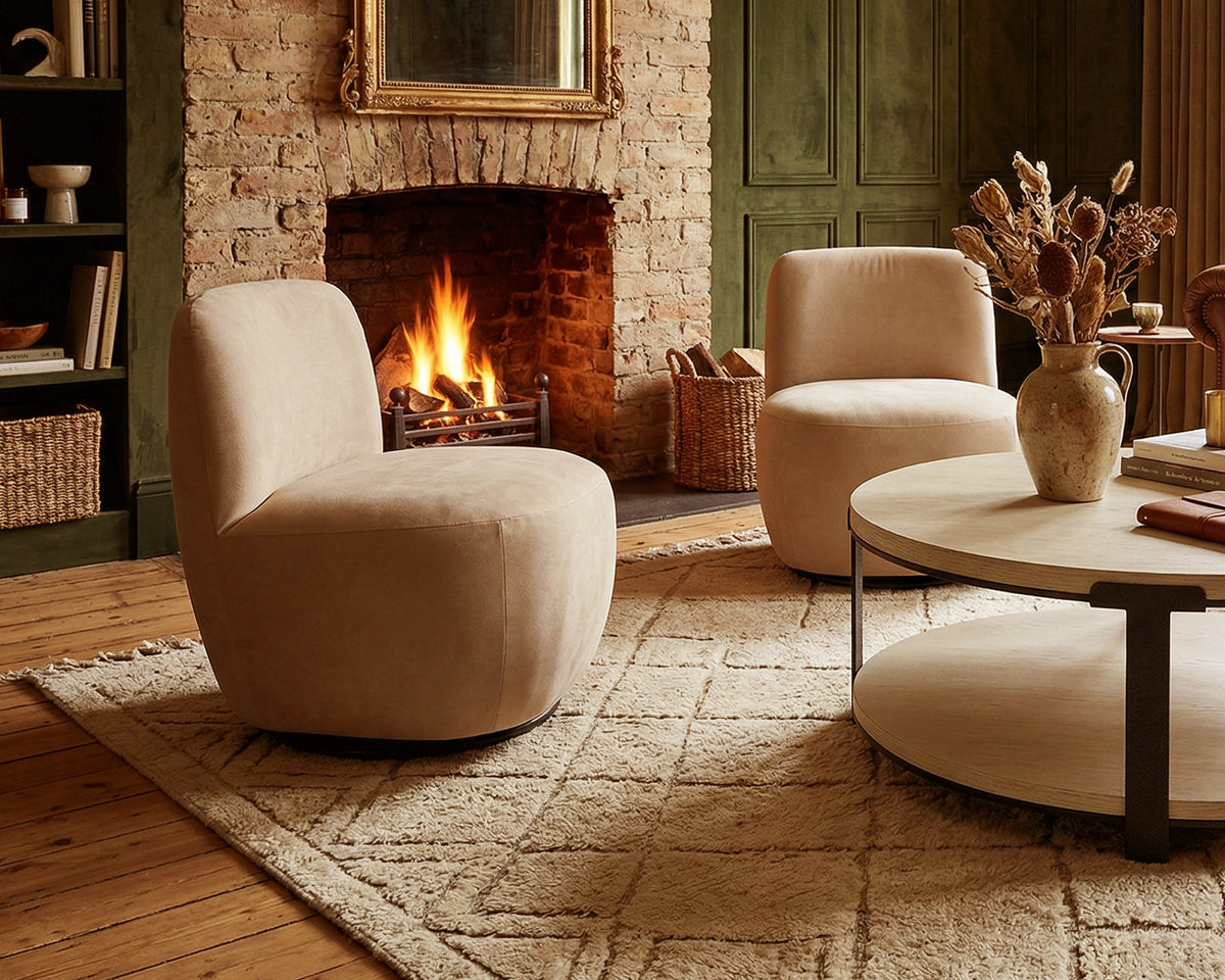 Hopper Swivel Occasional Chair - Hopper Desert | Matt Black Metal