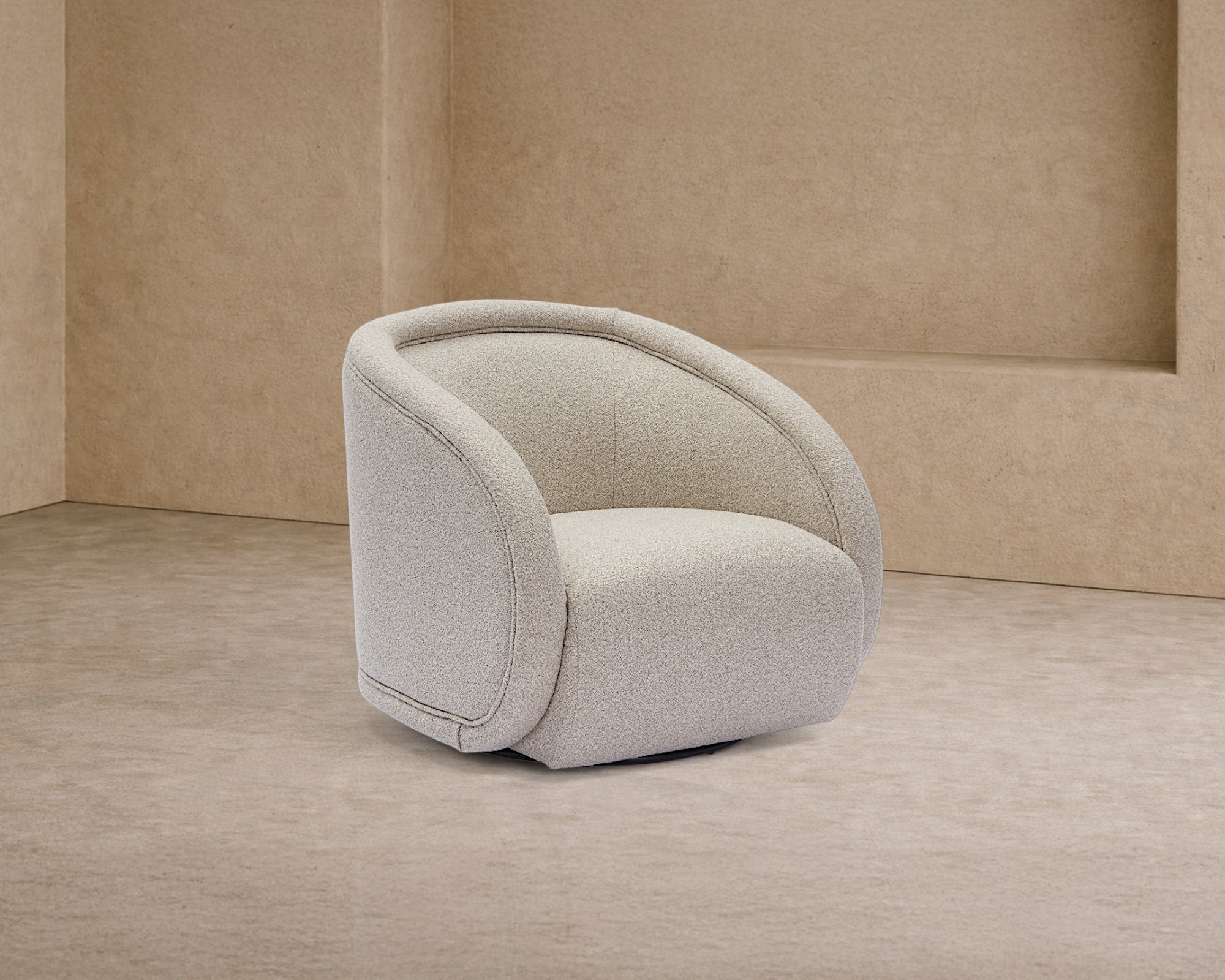 Alice Swivel Occasional Chair - Capella Sand (Crib 5) | Matt Black Metal