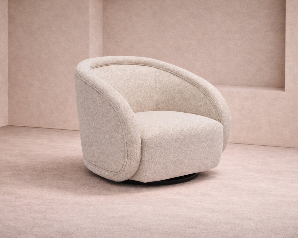 Alice Swivel Occasional Chair - Capella Sand | Matt Black Metal