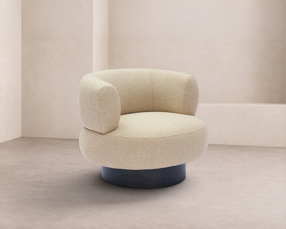 Redeo Swivel Occasional Chair - Capella Sand | Matt Black Metal
