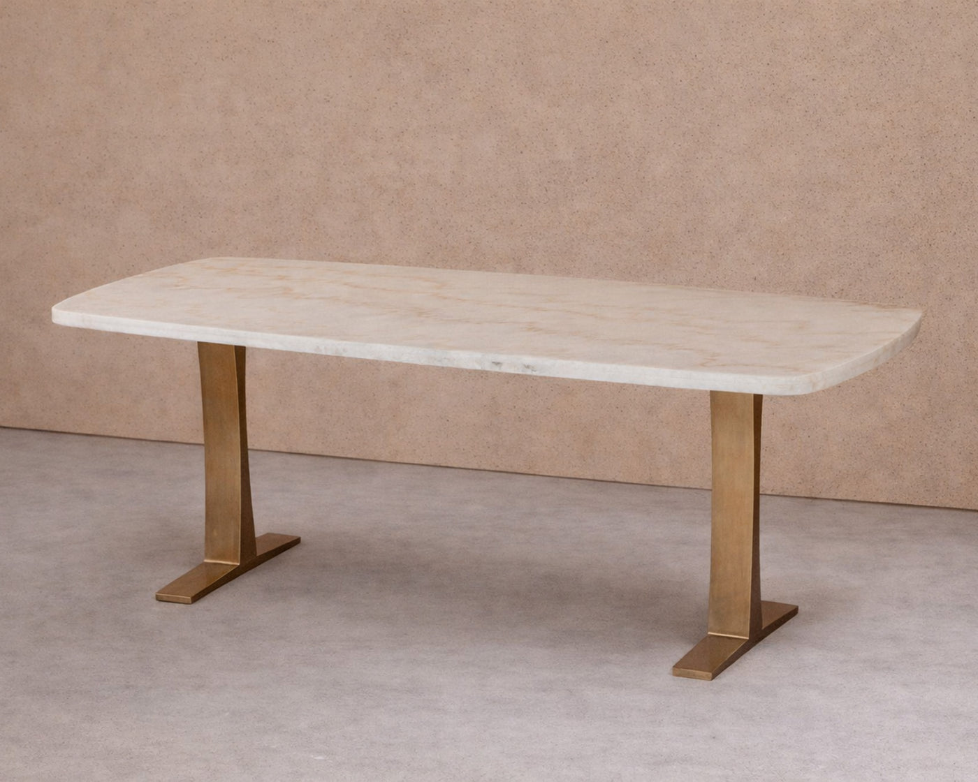 Tatler Dining Table - White Marble, Brass Stainless Steel
