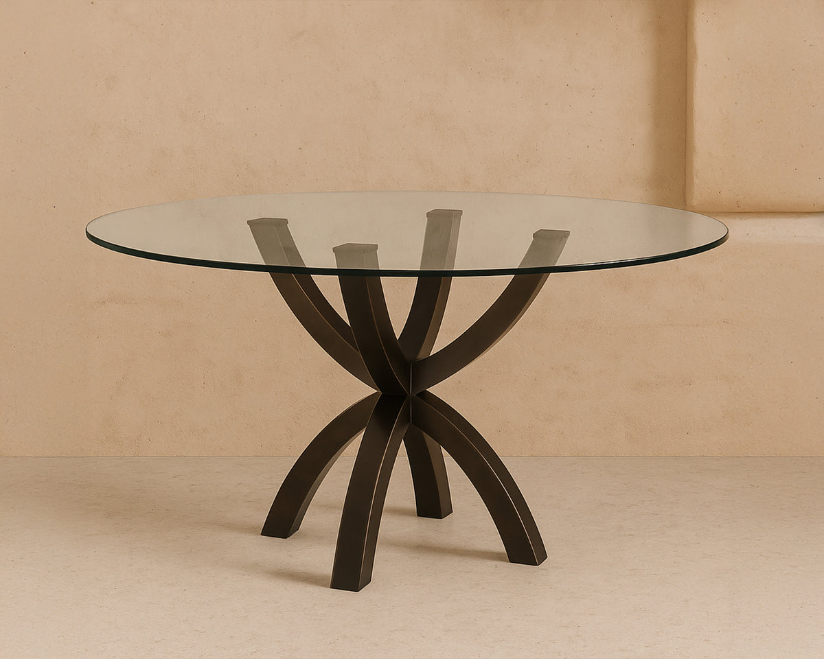 Malone Dining Table  - Industrial Brown/Glass