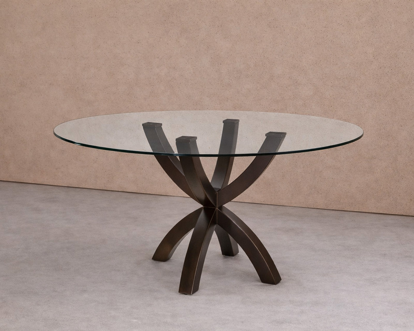 Malone Dining Table  - Industrial Brown/Glass