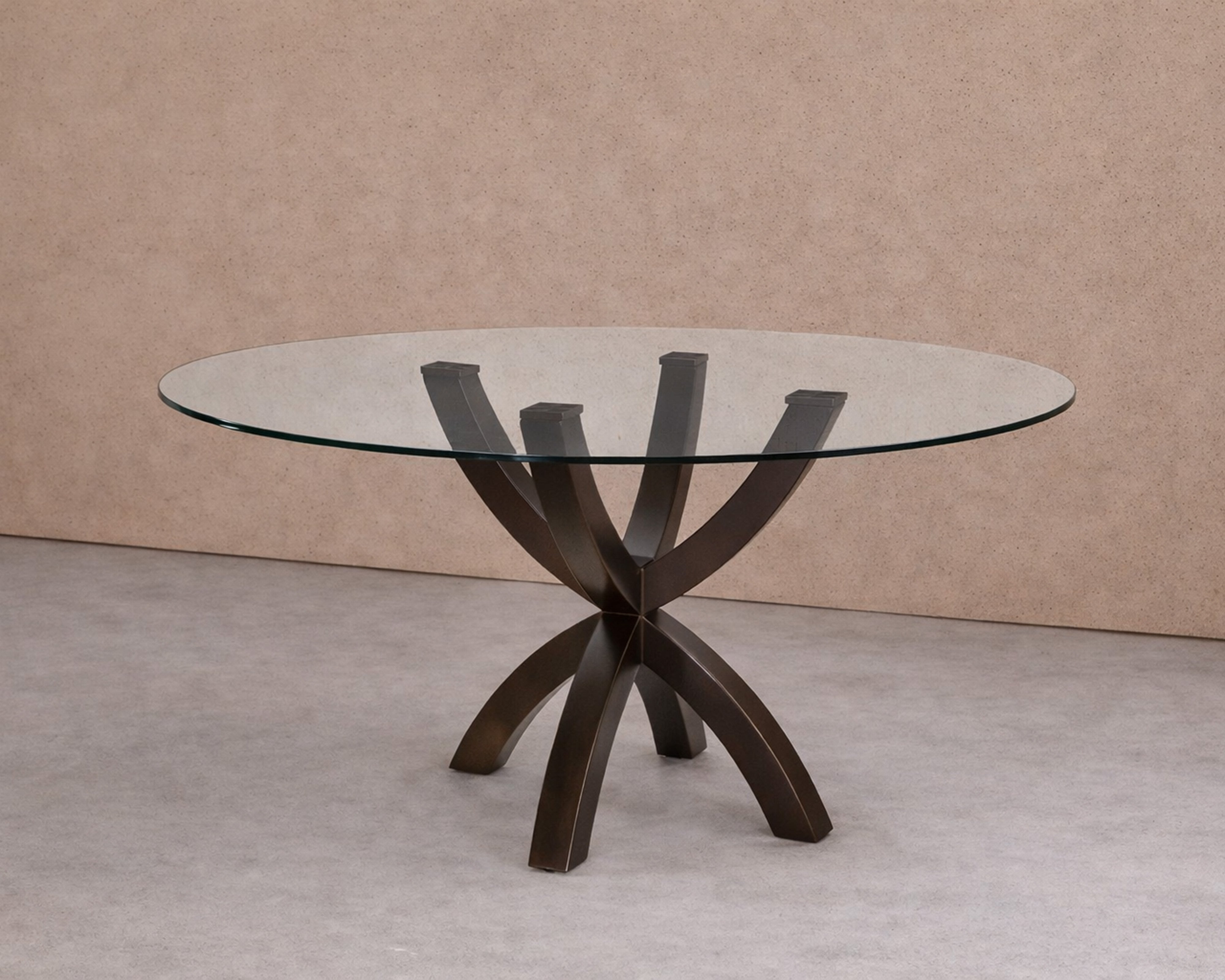 Malone Dining Table  - Industrial Brown/Glass