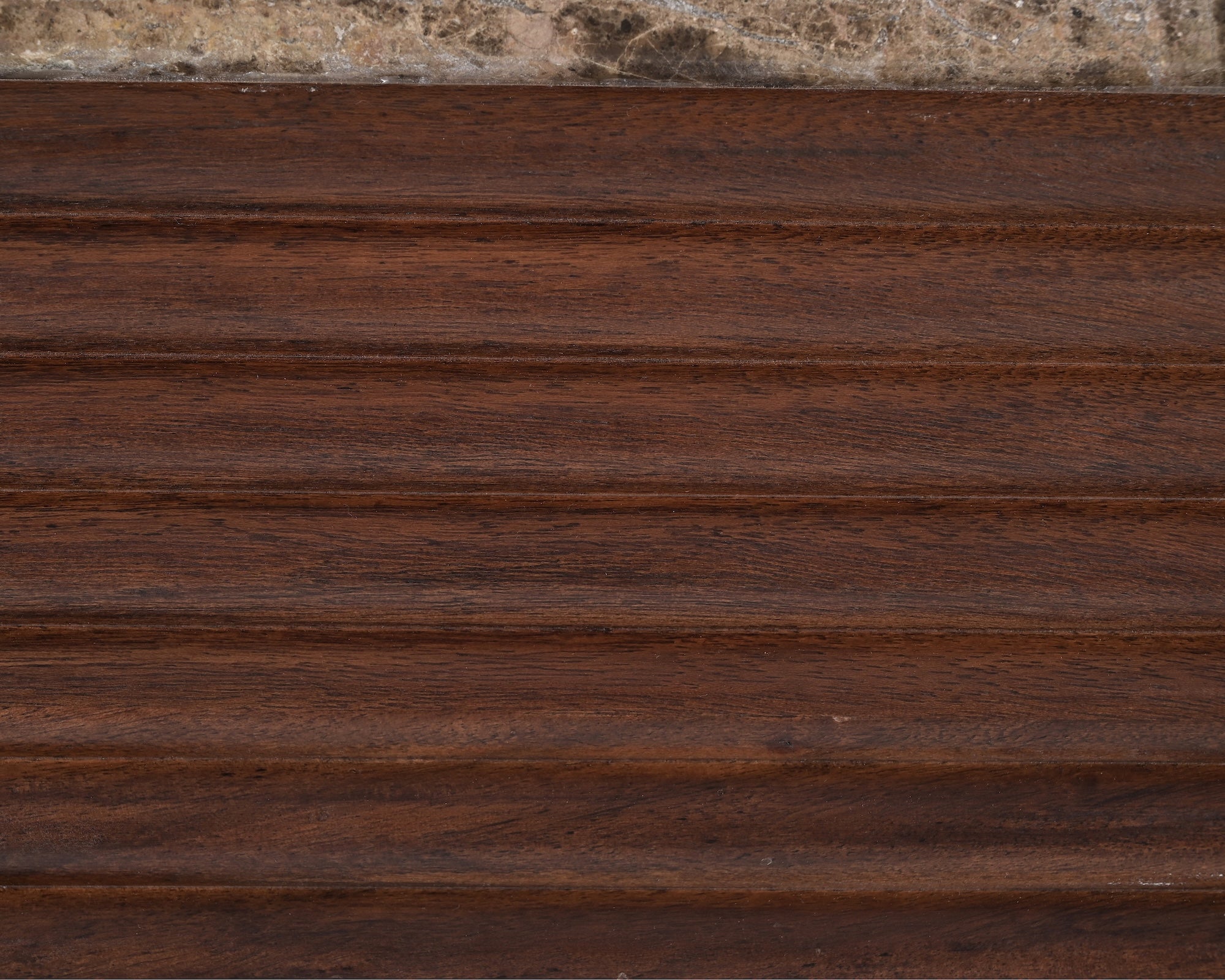Allure Bedside Table - Dark Brown Emperador Marble & Brushed Mid-brown Textured Acacia Wood