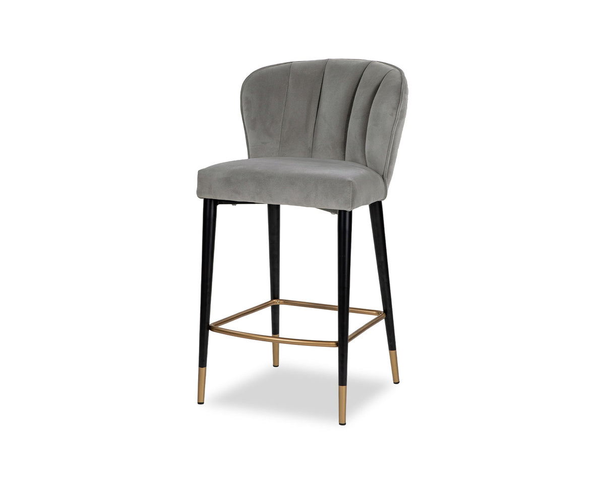 Maya Counter Stool  -  Kaster II Anchor Grey Velvet