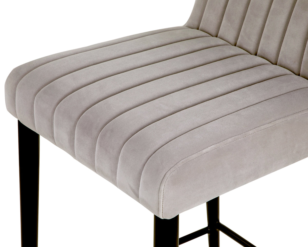 Coltrane Bar Stool -  Megan Light Grey Velvet