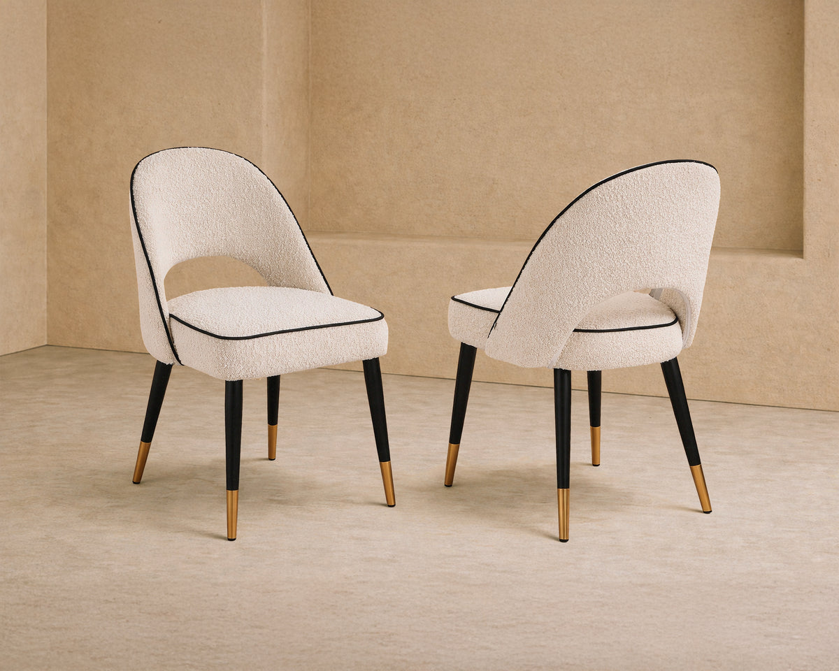 Yves Dining Chair (set of 2) - (Crib 5) Capella Sand with Capella Fennel Seed Piping