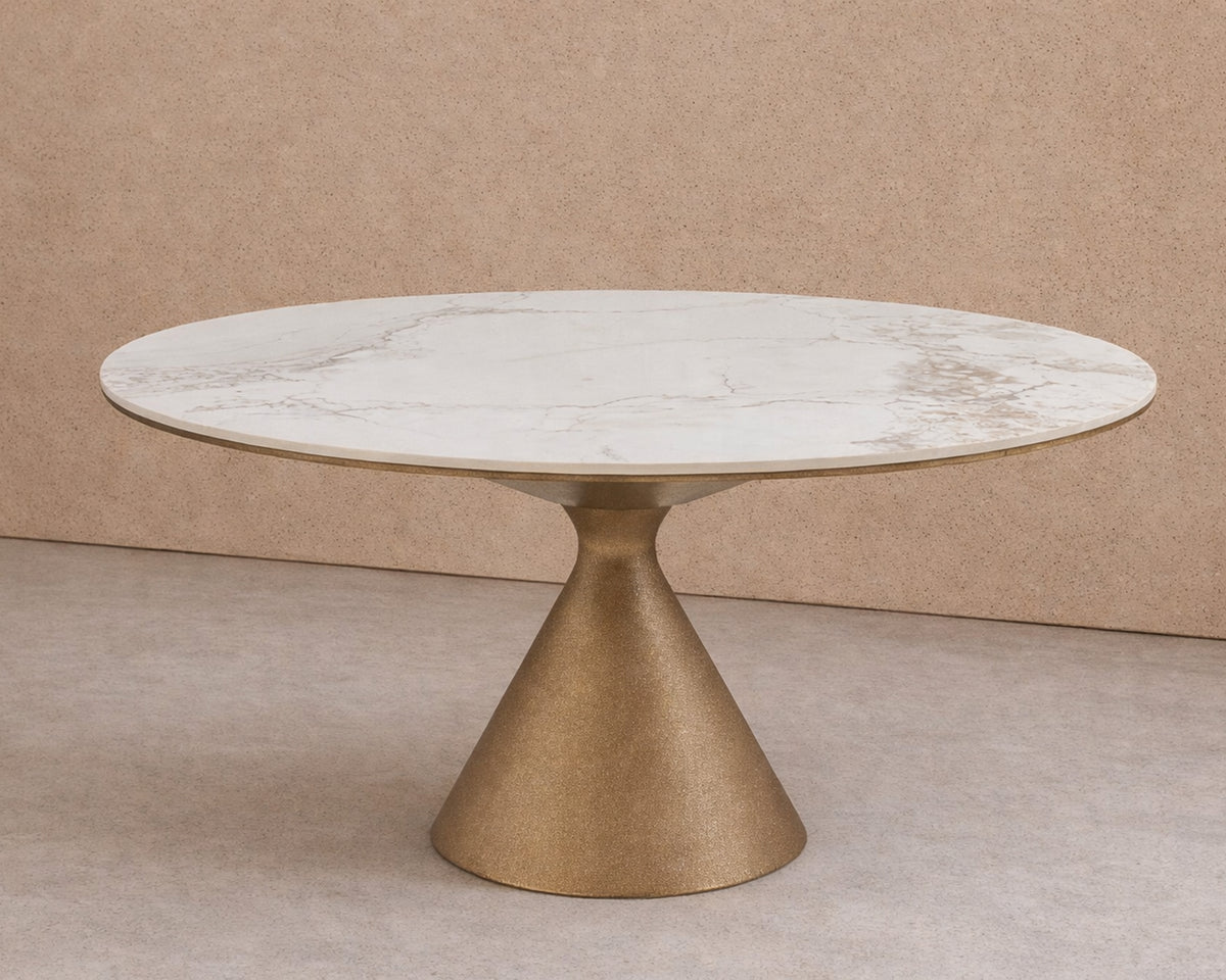 Ditta Dining Table - Dunas White Marble Effect