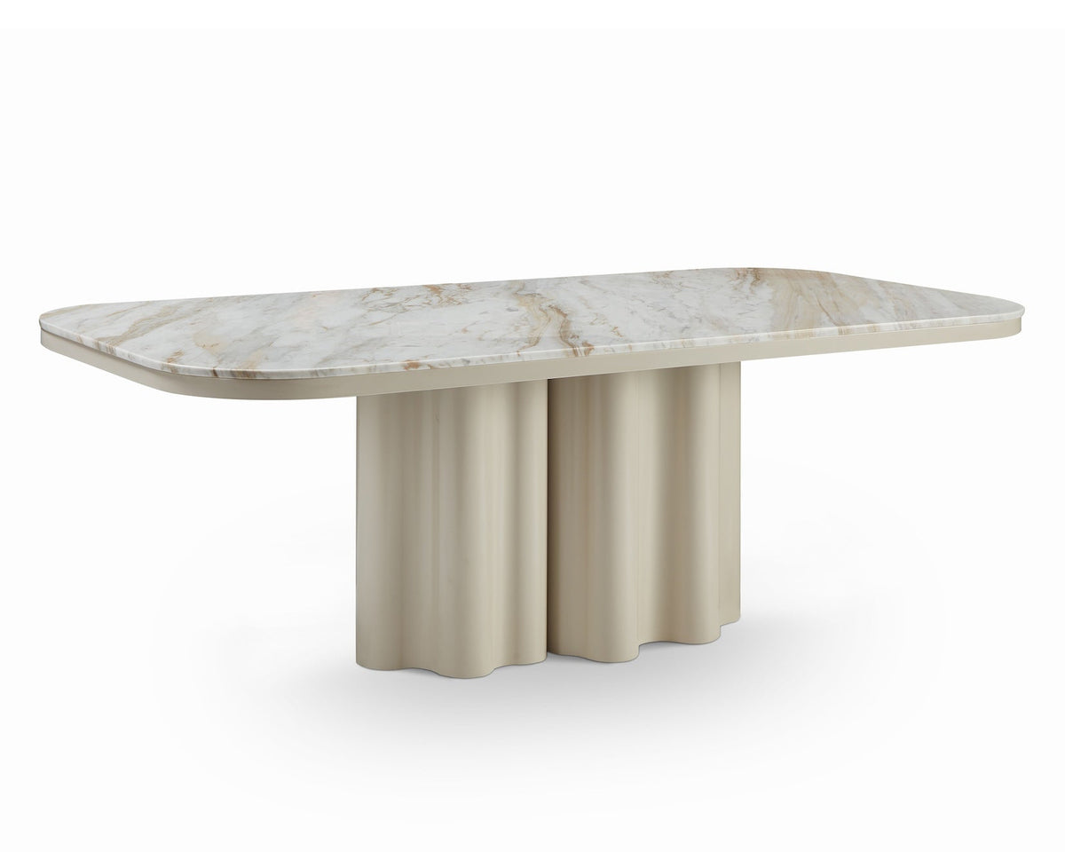 Corinthian Large Dining Table - Kaka Gold Natural Marble & Gloss Ivory
