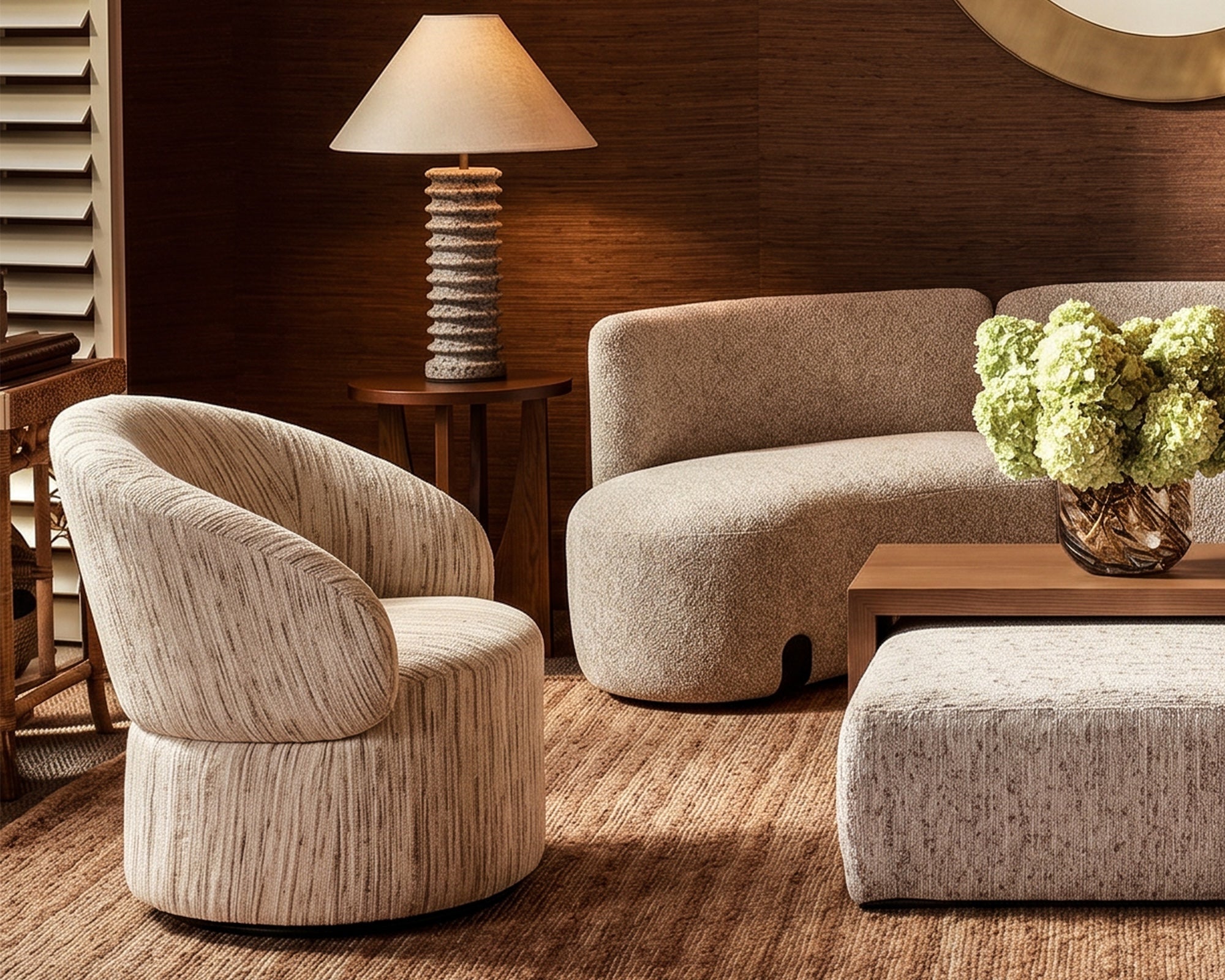 Aurelle Swivel Occasional Chair - Windsor Beige & Matt Black