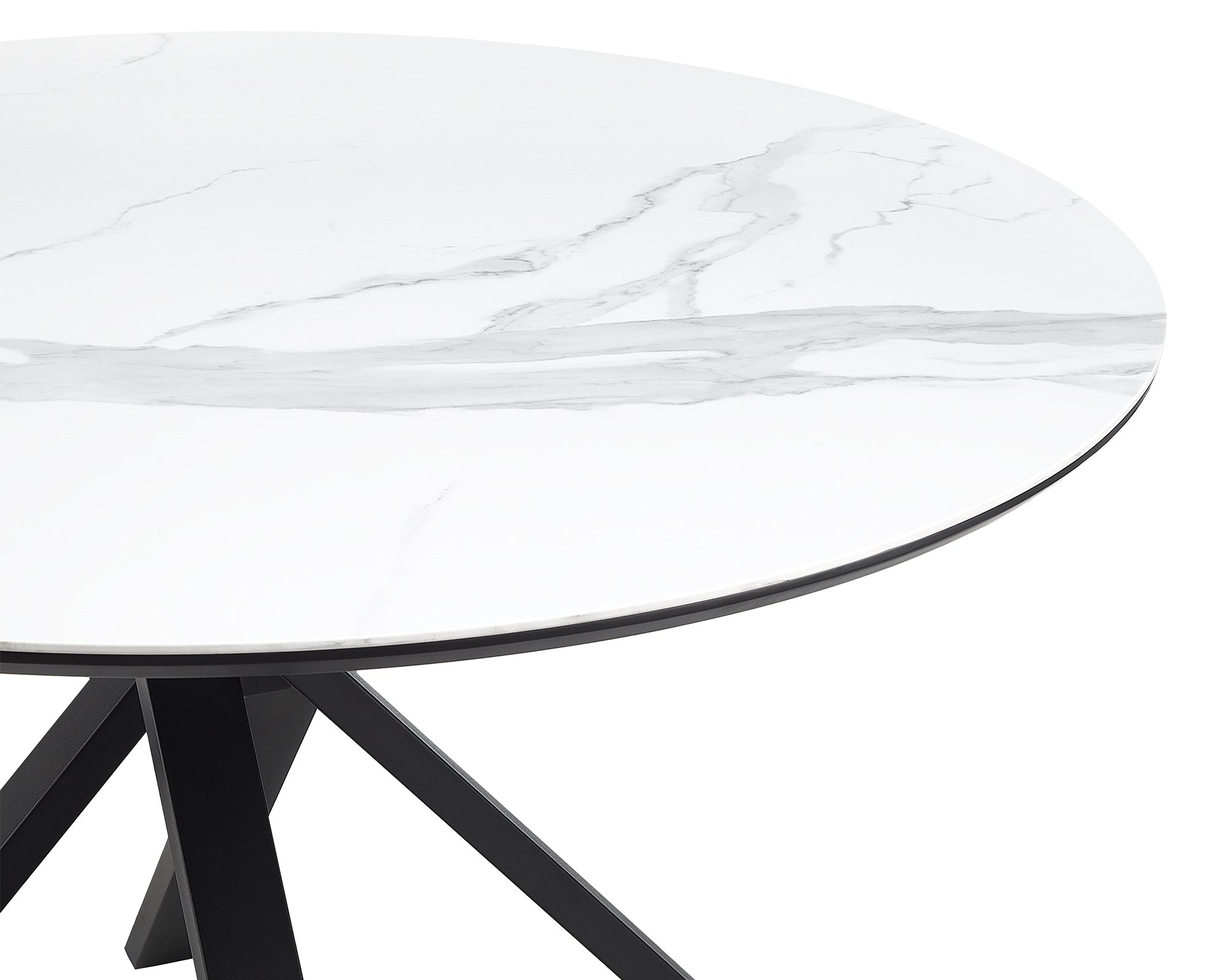 Aston Dining Table  -  White Ceramic/Matt Black
