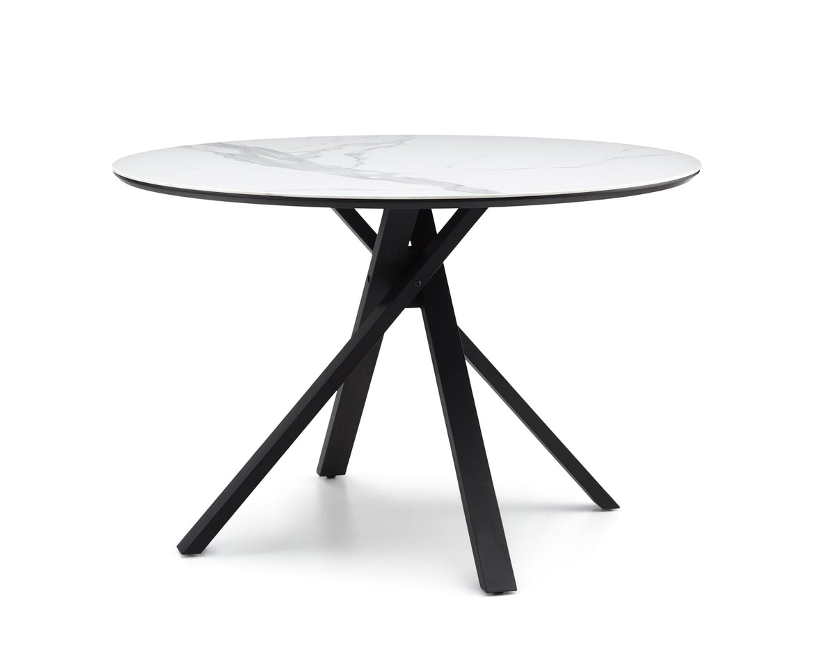 Aston Dining Table  -  White Ceramic/Matt Black