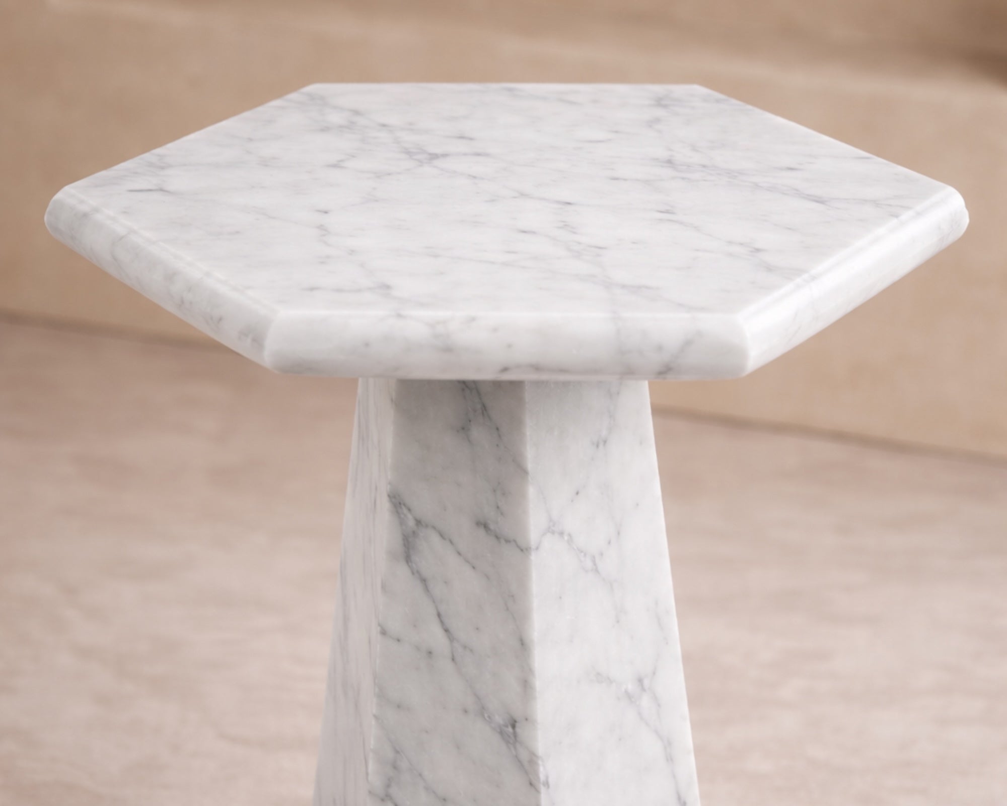 Hexagon Side Table - White Lady Marble