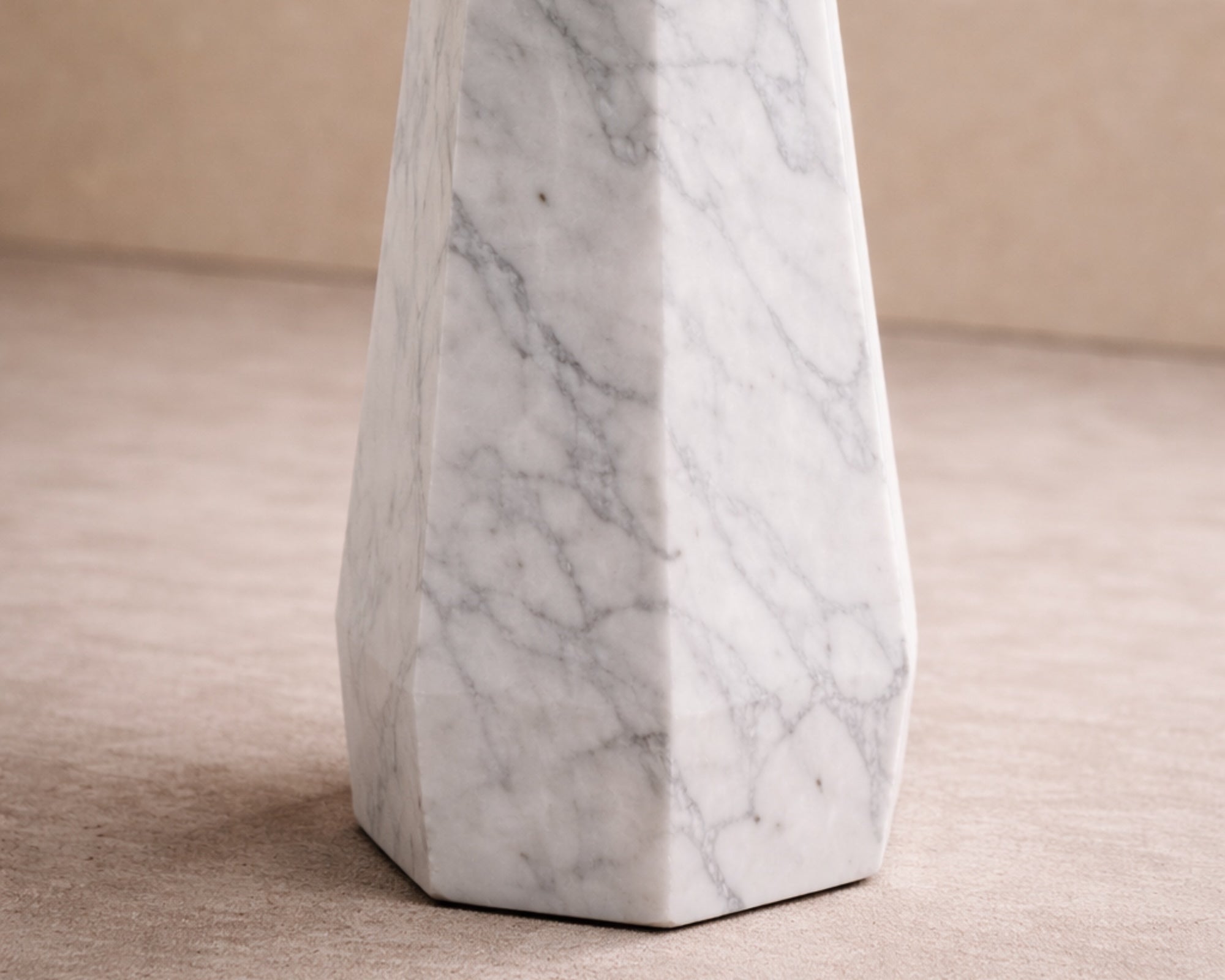 Hexagon Side Table - White Lady Marble