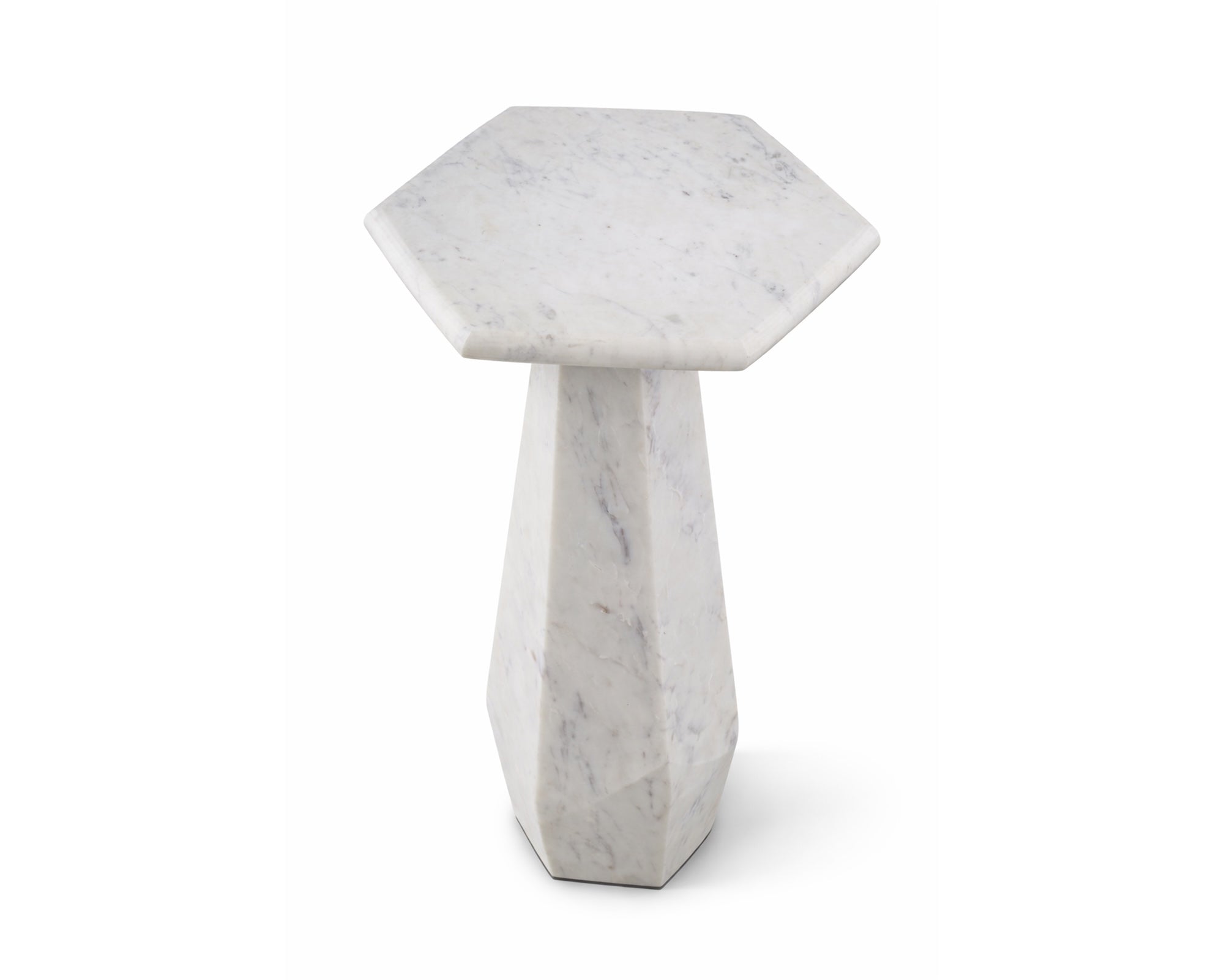 Hexagon Side Table - White Lady Marble