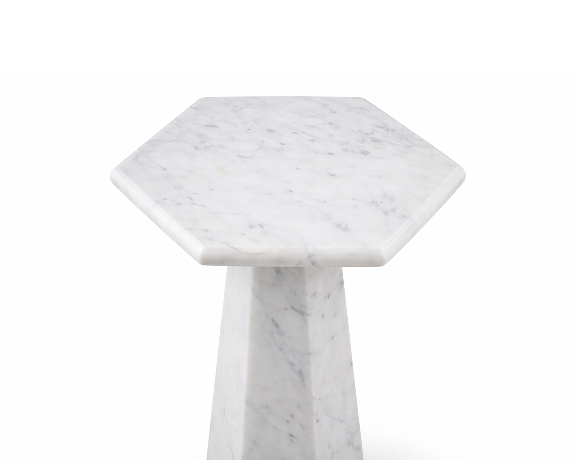 Hexagon Side Table - White Lady Marble