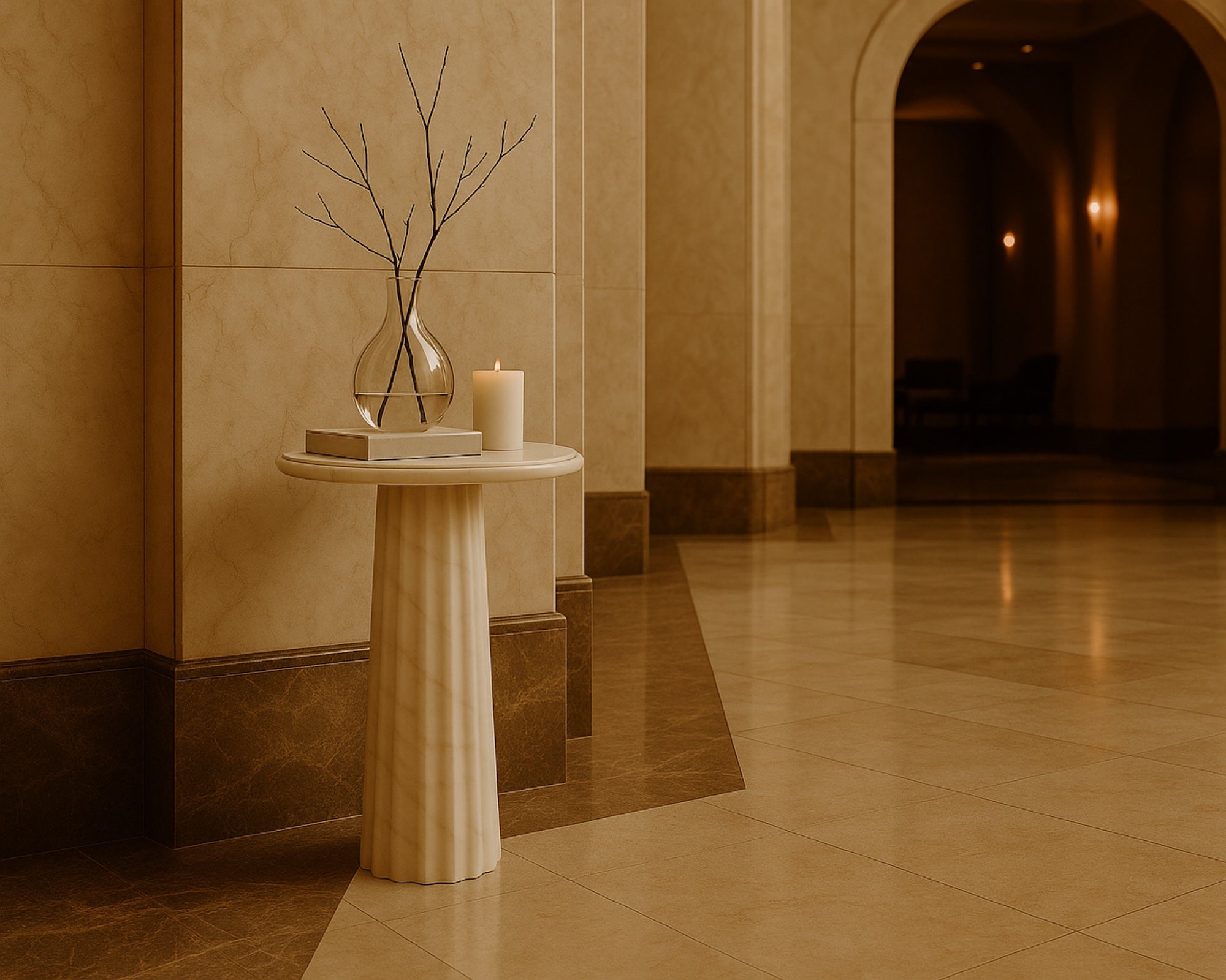 Romano Side Table - White Marble