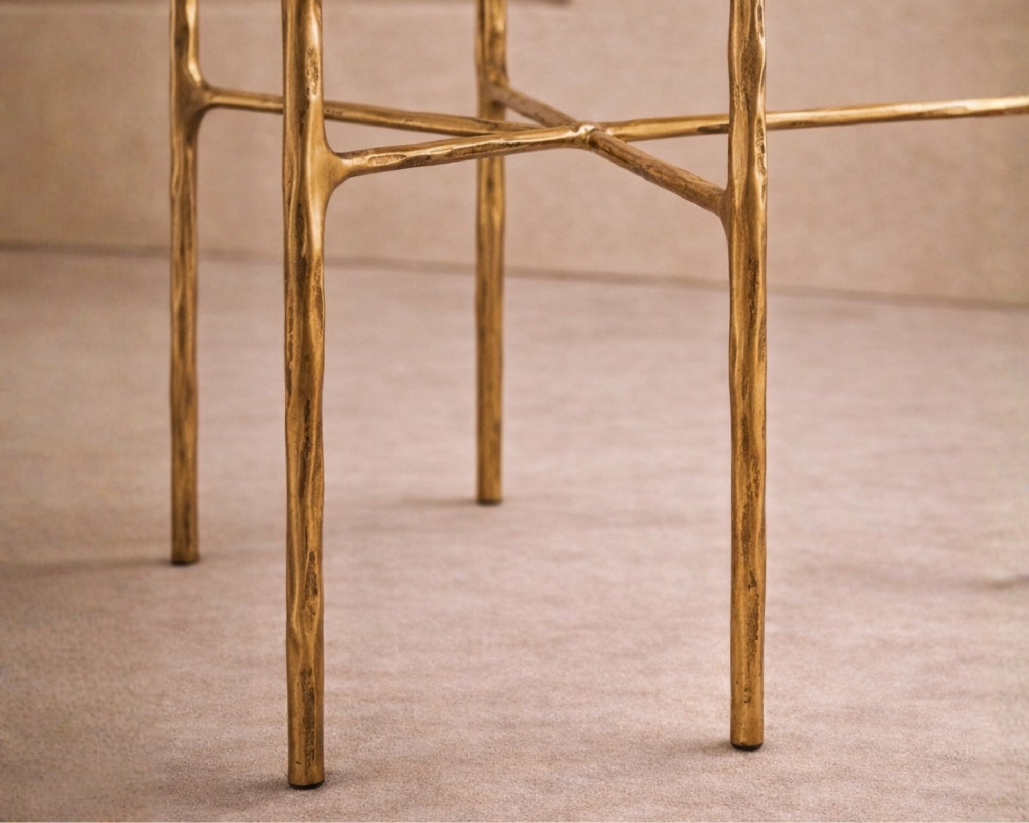 Cobra Side Table - Textured Antique Brass and Glass
