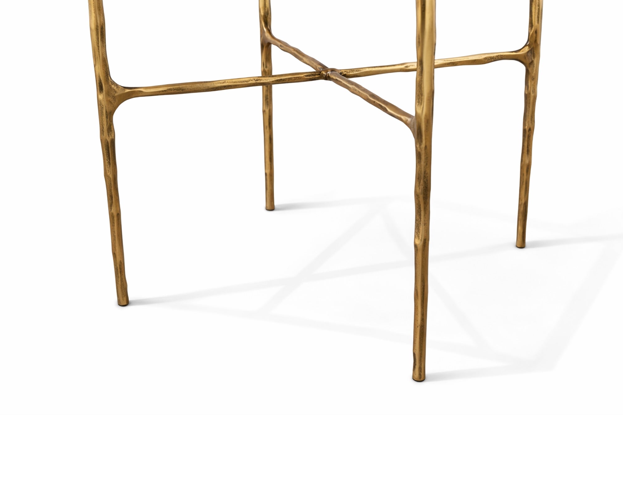Cobra Side Table - Textured Antique Brass and Glass