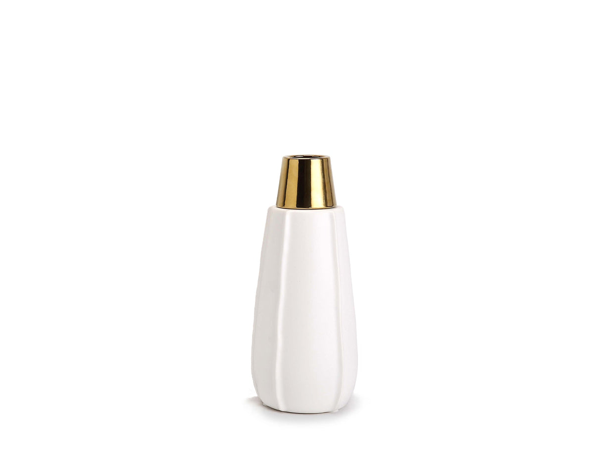 Vicar Vase -  Medium - White and Gold Ceramic